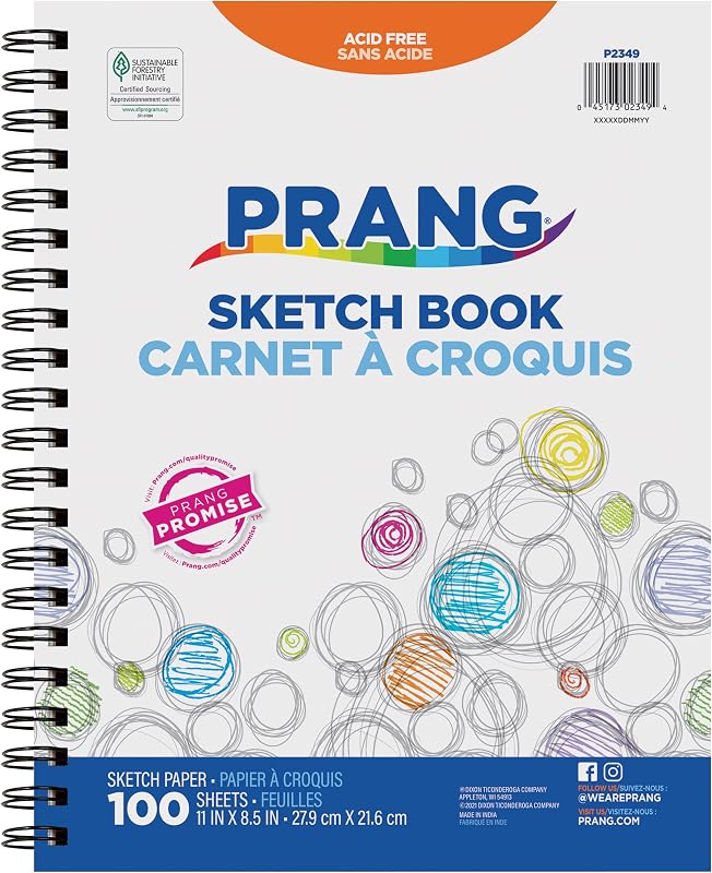 Libro de bocetos de Prang, peso para principiantes, 8.5" x 11 ", 100 hojas