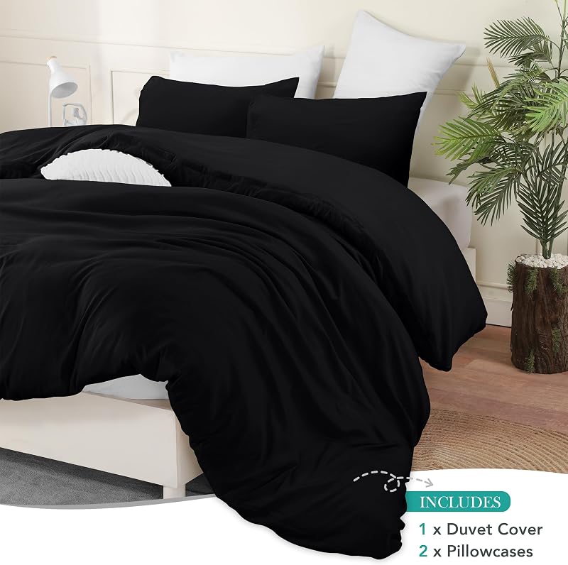 Utopia Bedding Duvet Cover Set with Pillowcases - 3 Pieces Bedding Duvet Cover with Zipper Closure - 1 Duvet Cover with 2 Pillowcases - Soft Brushed Microfiber (Queen, Black) image 3