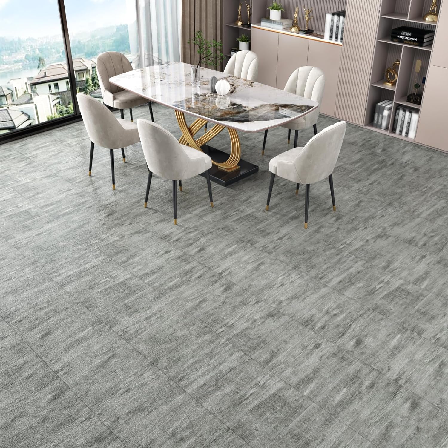 WESTICK Grey Peel and Stick Floor Tiles - 20 PCS Durable Thick Wood Vinyl Flooring Waterproof Non-Slip Vinyl Tiles Removable Self Adhesive for Bathroom, Kitchen, Living Room, Bedroom - 12" x 12"