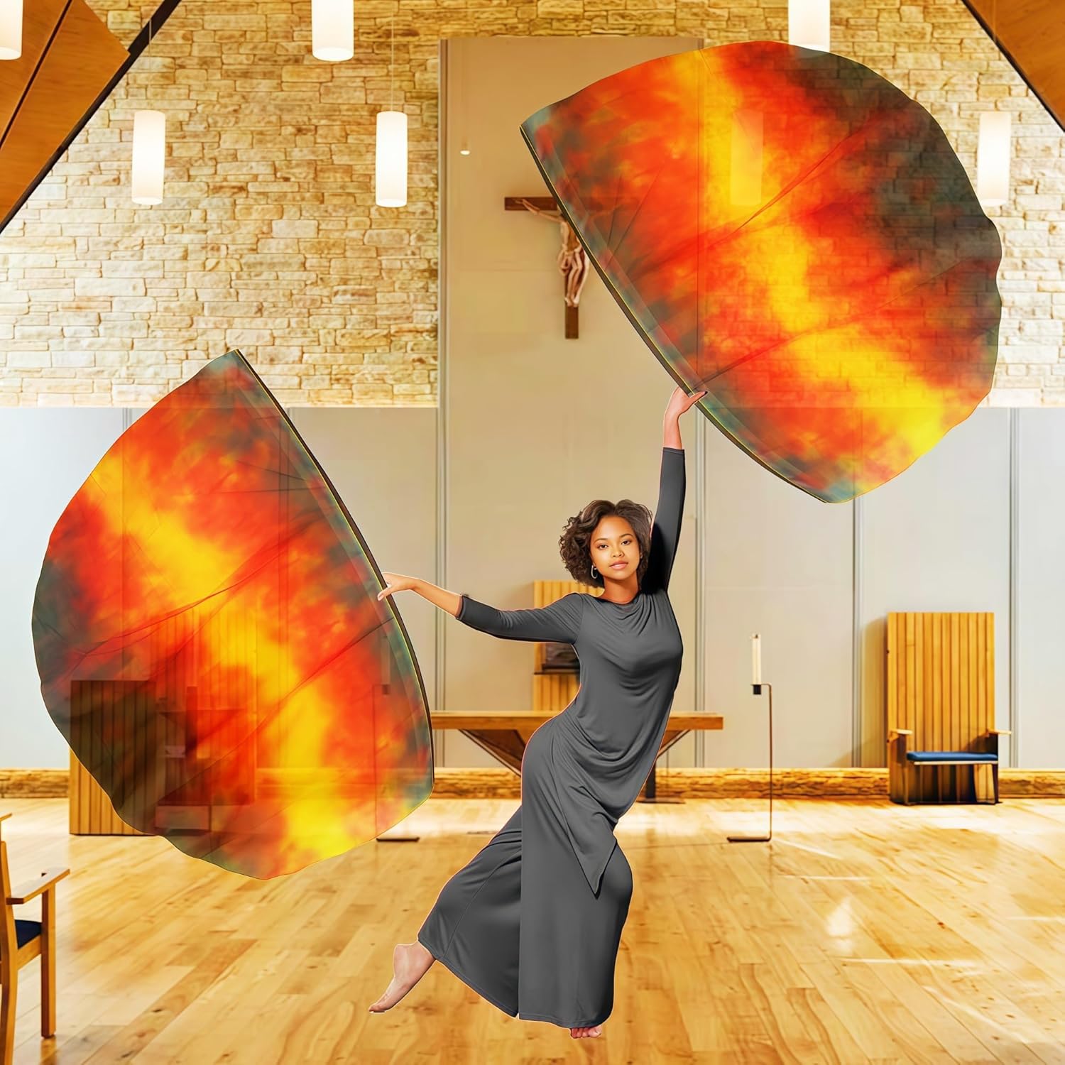 Baisdan 4pcs 39"x27" Worship Flags for Beginner, Praise Dance Flag for Teenagers, Praise and Worship Flag for Dance Church, Praise Flags with Telescopic Poles, 4Pack, Yellow Orange Black