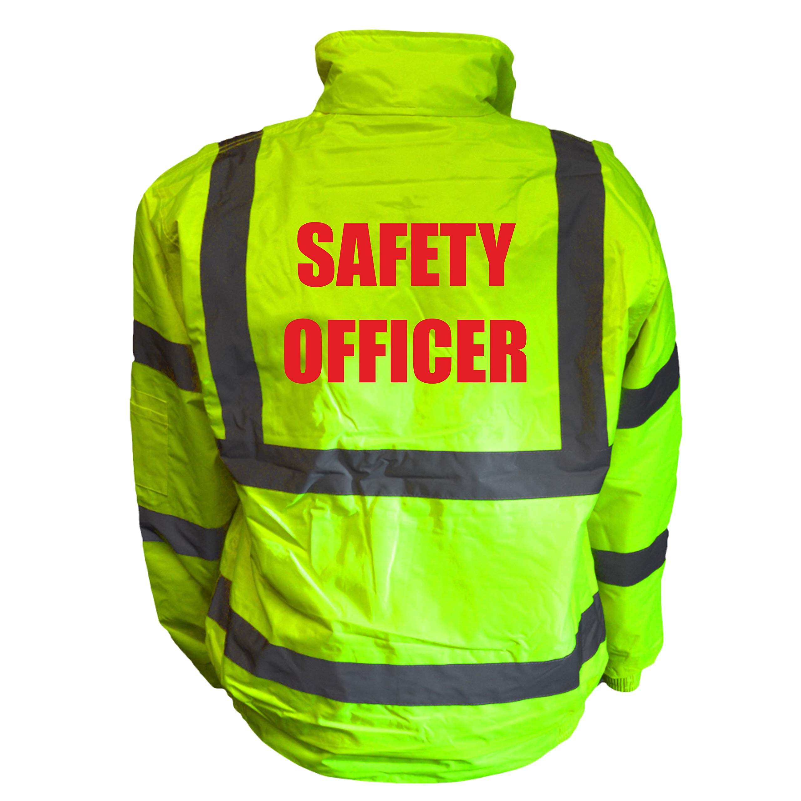 Safety Officer Yellow Hi Vis Bomber Jacket Reflective, Waterproof, Medical, Conforms to EN20471 Class 3, High Visibility, By Brook Hi Vis, XLarge