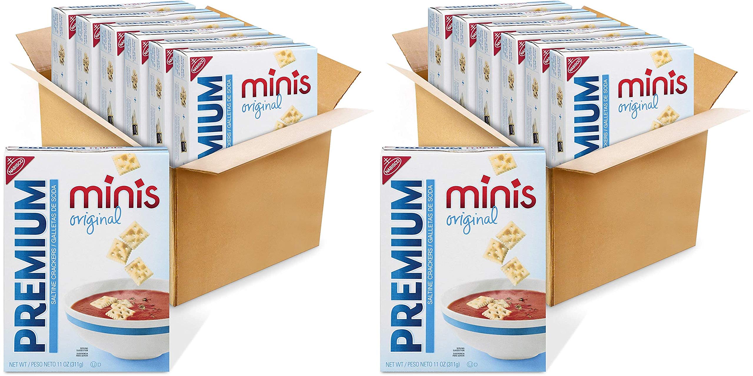 Premium Original Mini Saltine Crackers 6 - 11 oz Boxes Pack of 2