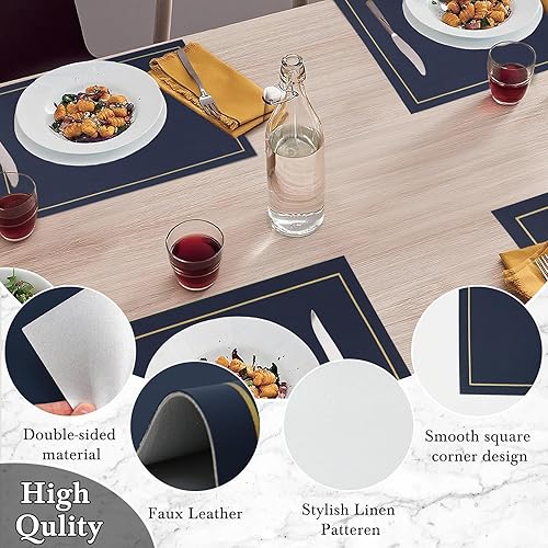 Miniatura 3 de Juego de 10 manteles individuales de piel sintética, 17 x 12 pulgadas, impermeables, resistentes al calor, antideslizantes, fáciles de limpiar,