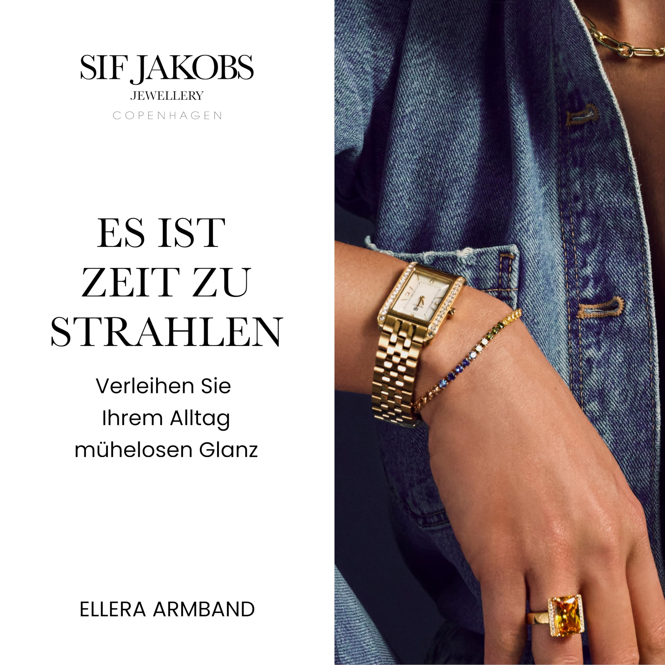 Sif Jakobs Ellera Damenarmband 17 cm, 925er Sterlingsilber, weiße Zirkonia