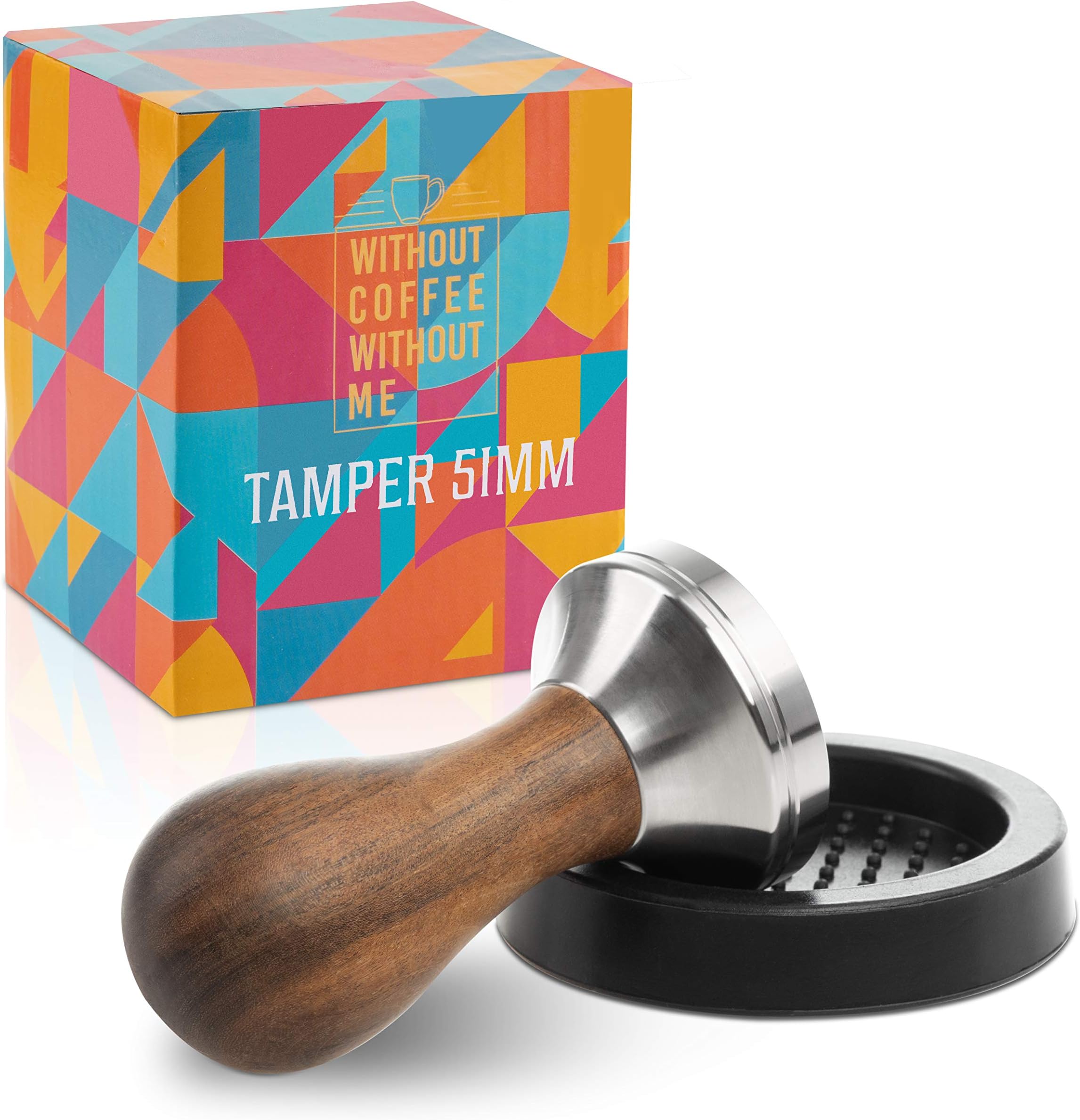 LACHT Espresso Tamper Set - Edelstahl Mit Holzgriff & Tampermatte