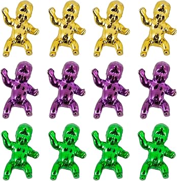 12Pcs mardi gras King Cake Babies Mini Plastic Babies Metallic Tiny Baby Figurines for Party Decorations Ice Cube Shower Games,mardi gras Party Favors