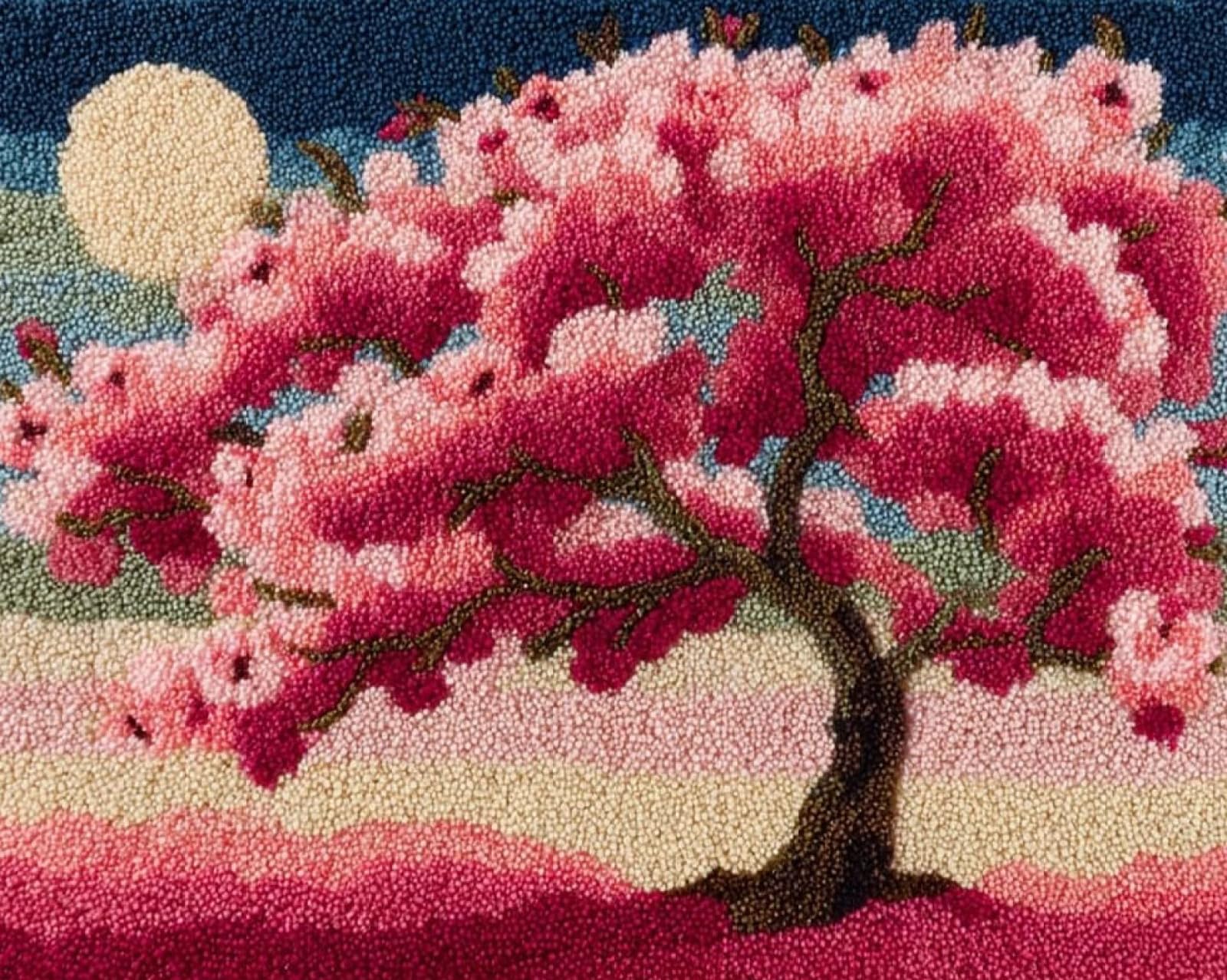 Wallphantom Latch Hook Kits for Adults,Romantic Cherry Blossom Trees