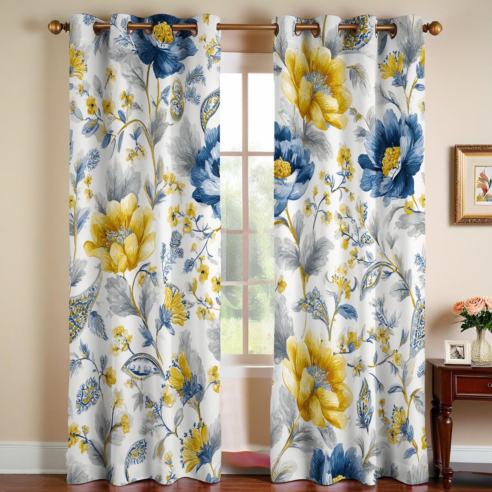 Grau Verdunkelungsgardinen Blickdicht Blumen Abstrakte Blumen Thermovorhänge mit Ösen, Wärmeschutz Schallschutz Gardinen für Kinderzimmer Wohnzimmer, 2er Set H183 x B117 cm
