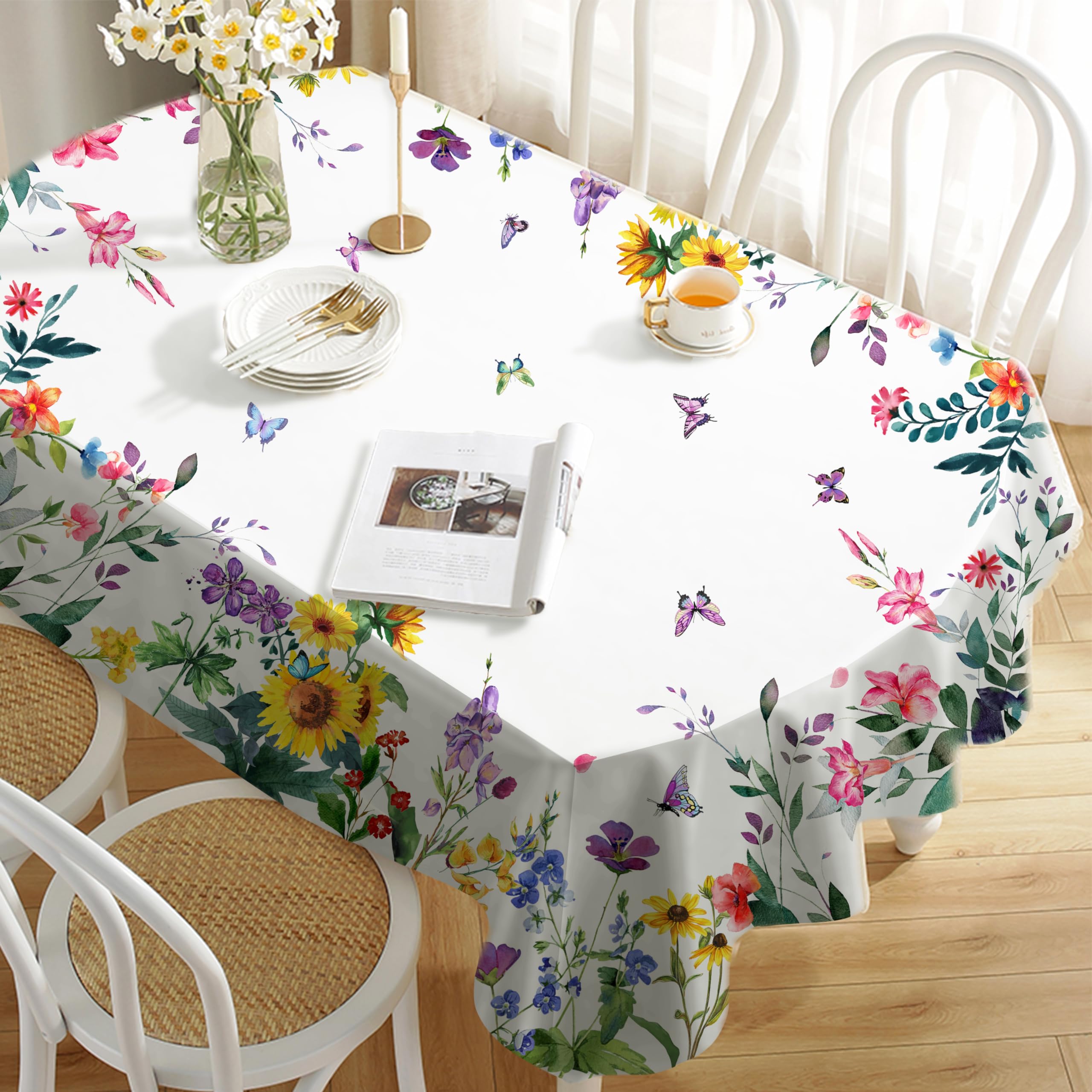 Oval Tablecloth, Classic Modern Design Oval Table Cloth 60 X 84 Inch Indoor Outdoor Waterproof Wrinkle Free Durable Oval Tablecloth Kitchen Dinner Res