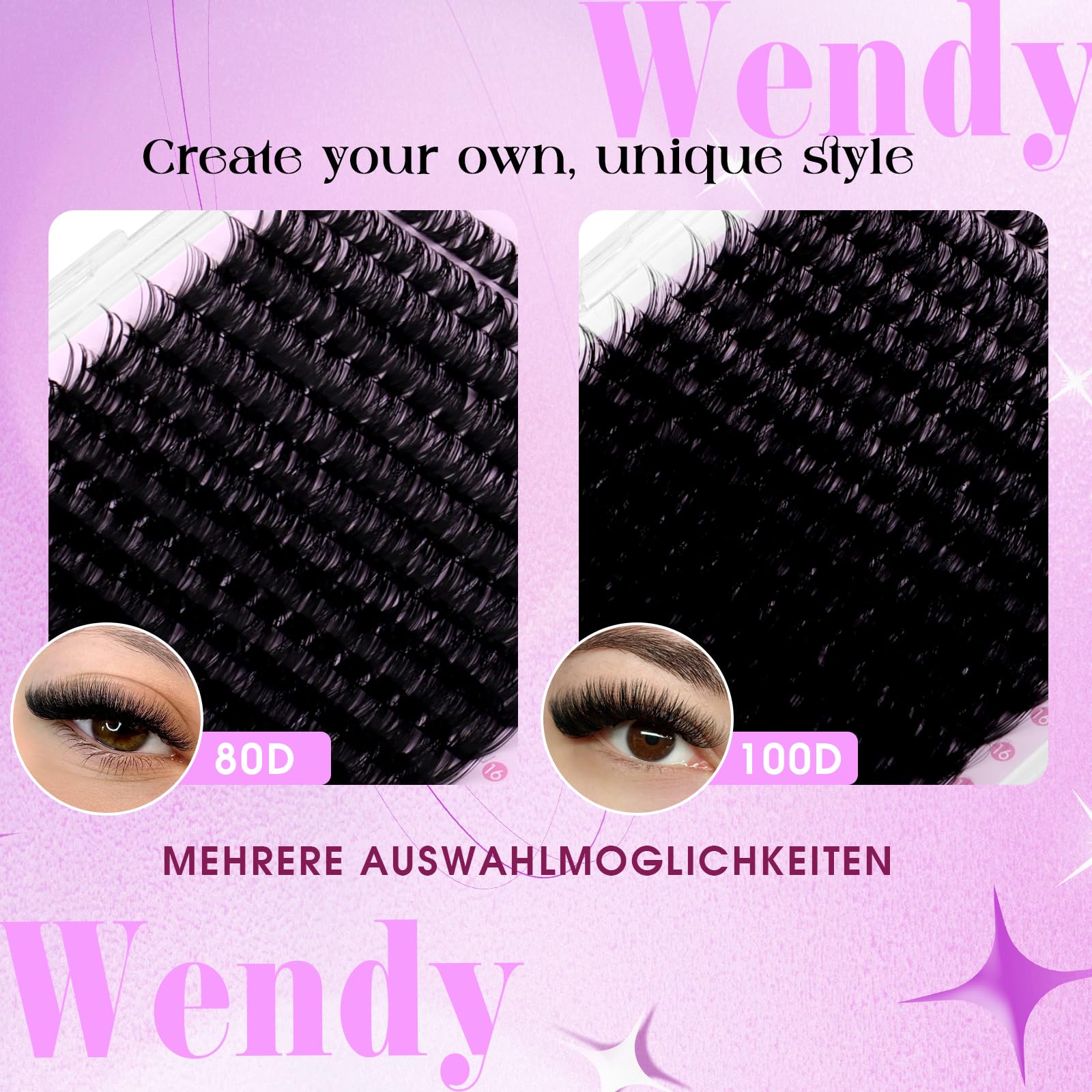 Ciglia Finte Ciuffetti,594PCS 80D+100D Ciuffetti Ciglia Finte Russe Soffici D-Curl 10-18mm Look Naturale Lash Extensions DIY Fai Da Te per Principianti(80D+100D-0.07D1018)