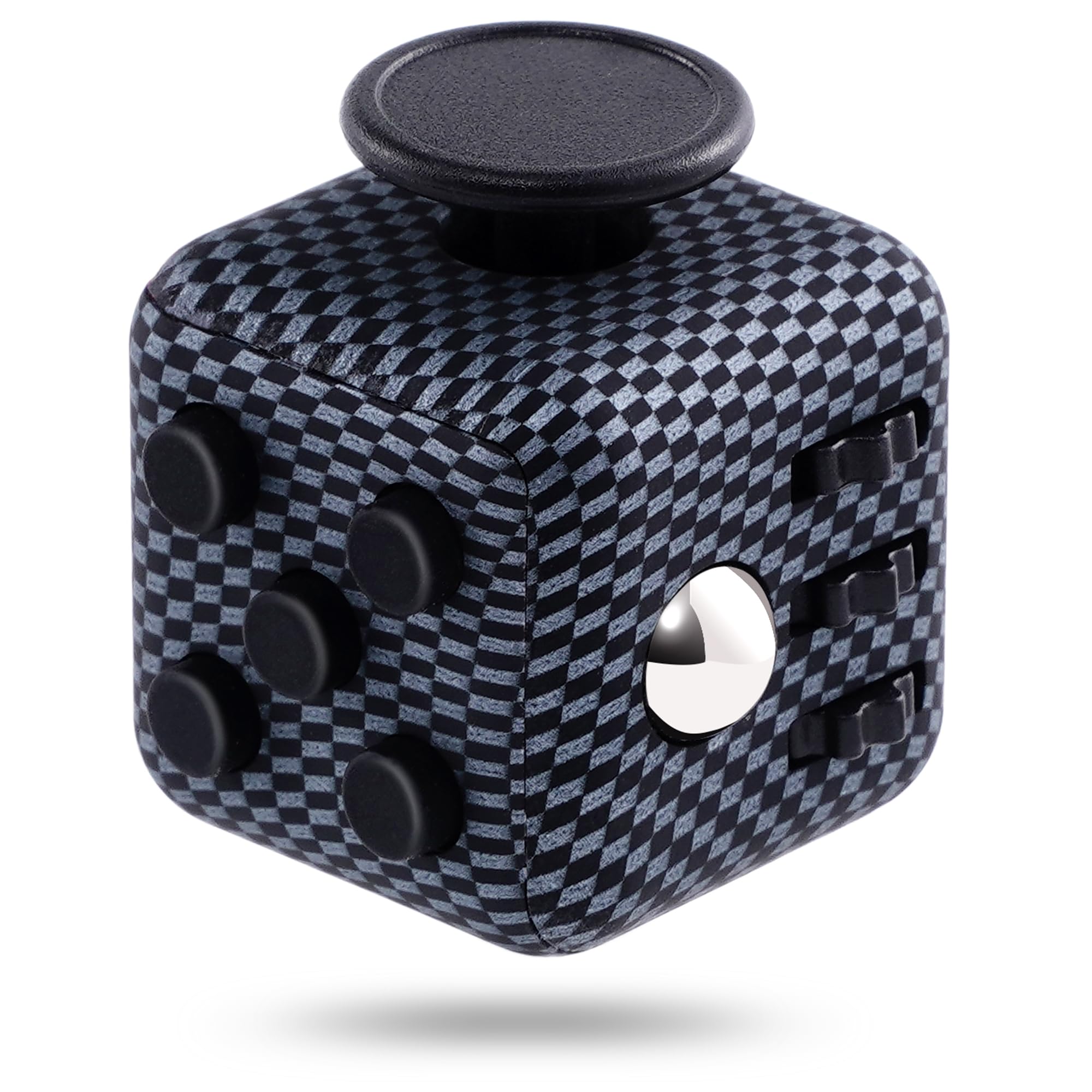 Fidget Toy Cube Anti-Stress Toy Black, With 6 Soothing Modules Anti-Stress Cube, Durable Silicone, Unusual Gift, Anti-Anxiety Desk Toy for Adults and Children