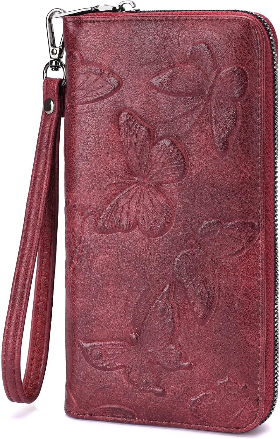 BELTANA Womens Wallet RFID Wallet Women with Passport Holder Butterfly Vegan Leather Multi Card Slots Wallets Large Capacity Wristlet Travel Purse for Women (Black)