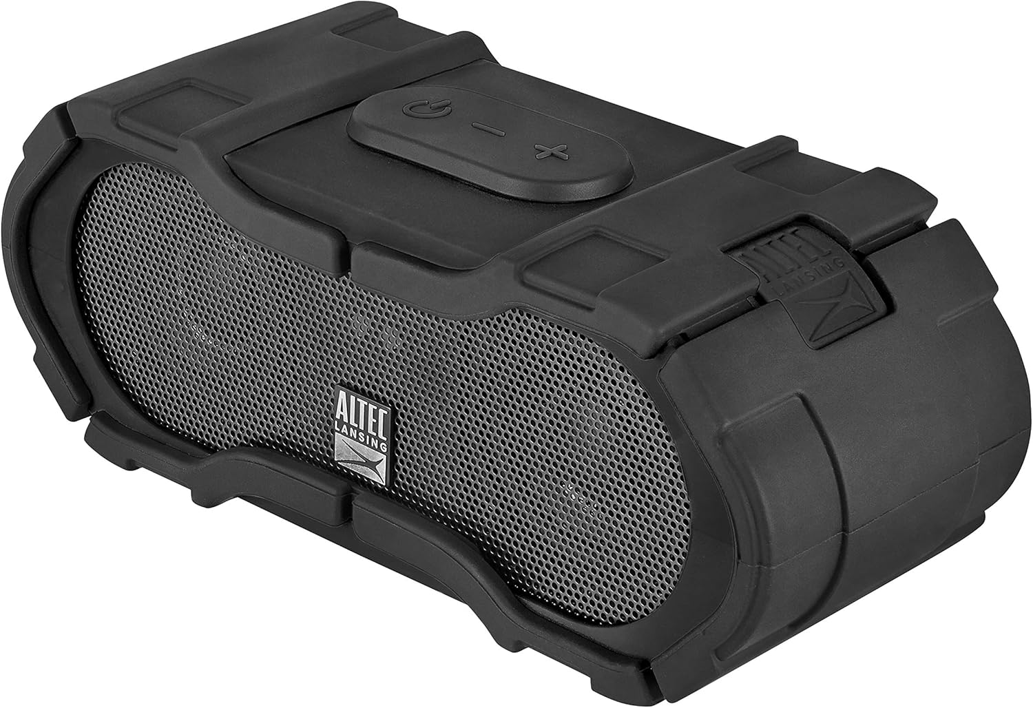 Top view of Altec Lansing IMW576 Boomjacket speaker showing control buttons