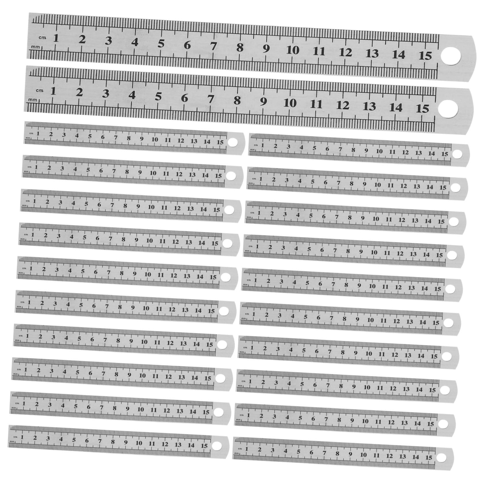 Tofficu 30pièces Règles de Poche à Double Échelle de Acier Inoxydable Petit Outil de Mesure Droit pour Géométrie le Dessin Technique Travaux Manuels