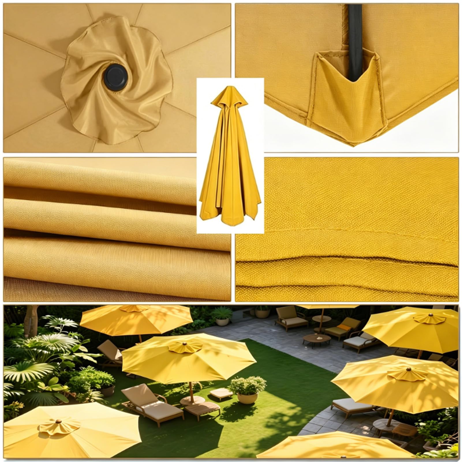 Wymienny baldachim przeciwsłoneczny 6/8 żeber wodoodporny pokrowiec na parasol przeciwsłoneczny, zamiennik markizy na parasol na patio do ogrodu, na basen, tarasy