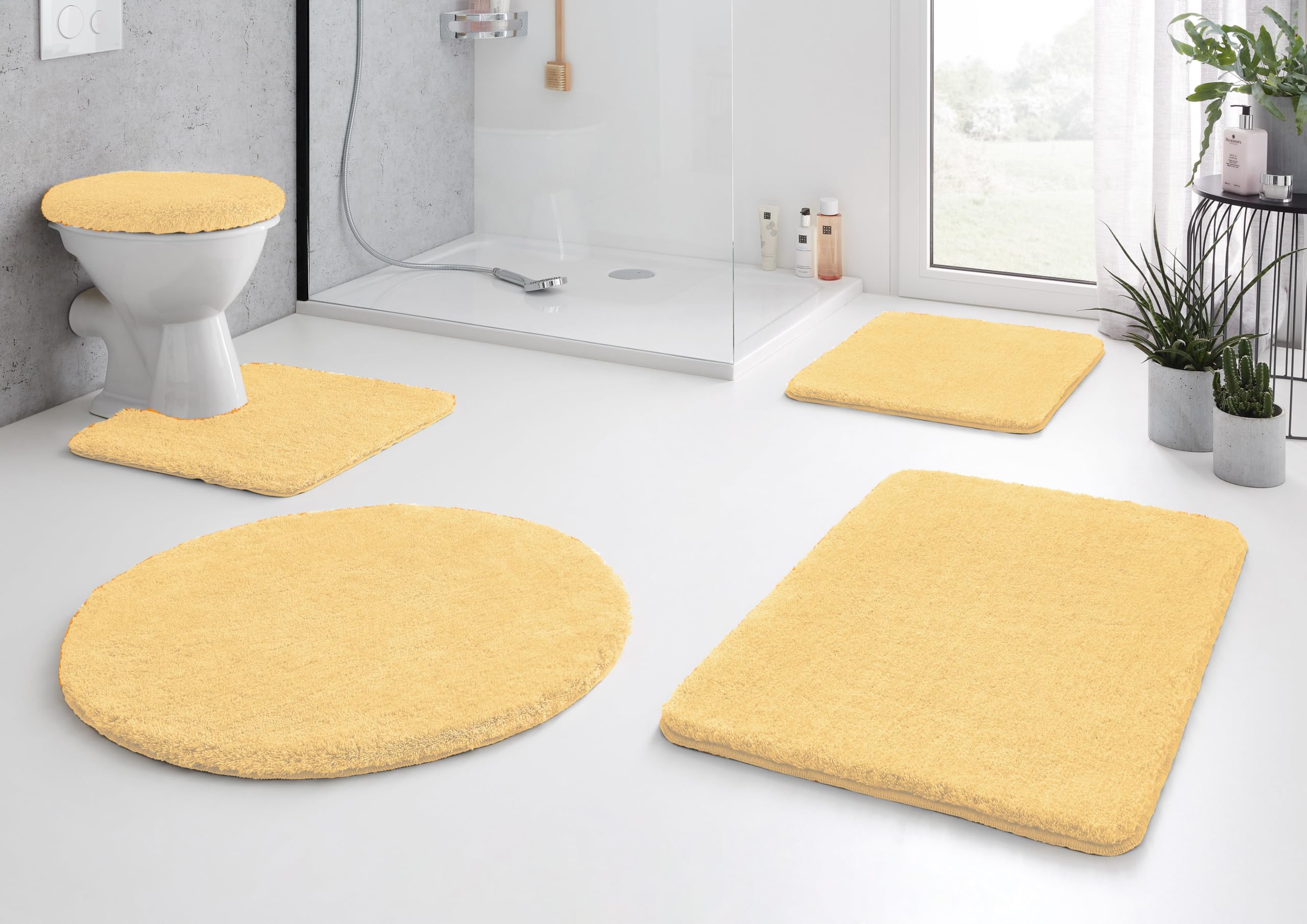 Kleine Wolke Badteppich Relax Mimose 70 x 120 cm | OEKO-TEX zertifiziert, rutschhemmende Unterseite, für Fußbodenheizung, maschinenwaschbar, 100% Polyacryl