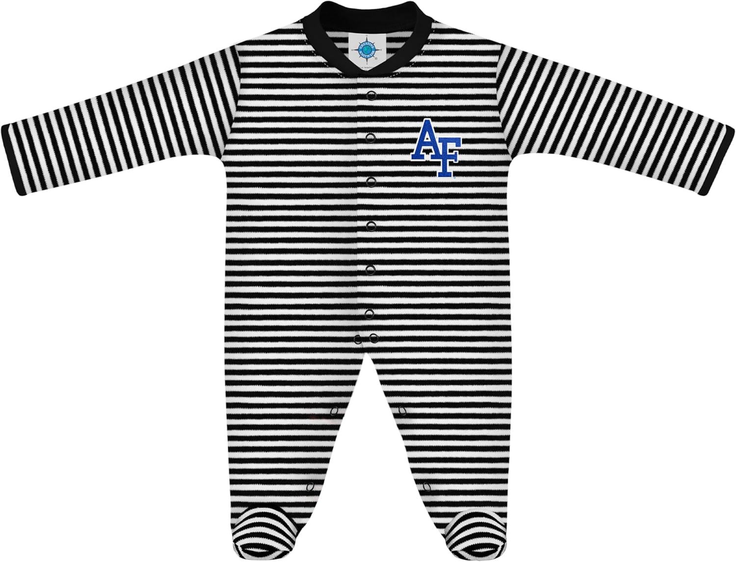 Creative Knitwear College Baby Striped Footed Romper - Team Logo, Multiple Colors, for Boys & Girls (0-9 Months)