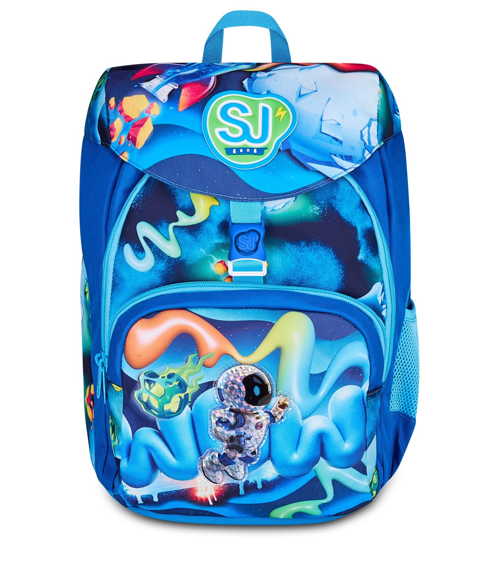 SJ GANG STYLE JAM GANG Zaino Scuola Primino SPACE RIDE, Blu, 20L, Monoscomparto, Doppia tasca frontale, Tasca portaborraccia, Applicazione Astronauta 3D, Scuola elementare, Bambino | Scuola Primaria/Elementare, Monoscomparto, Doppia tasca frontale, Tasca