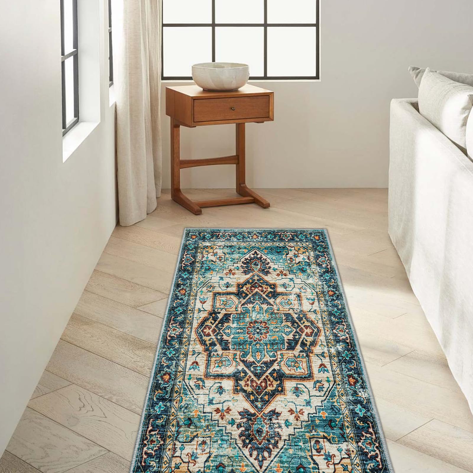 Mueinxiei Area Rug 2x6 Hallway Runner Rugs,Non Slip Machine Washable Hallway Runner Rug Soft Bedroom Rug, Low PileLightweight Rugs for Entryway,