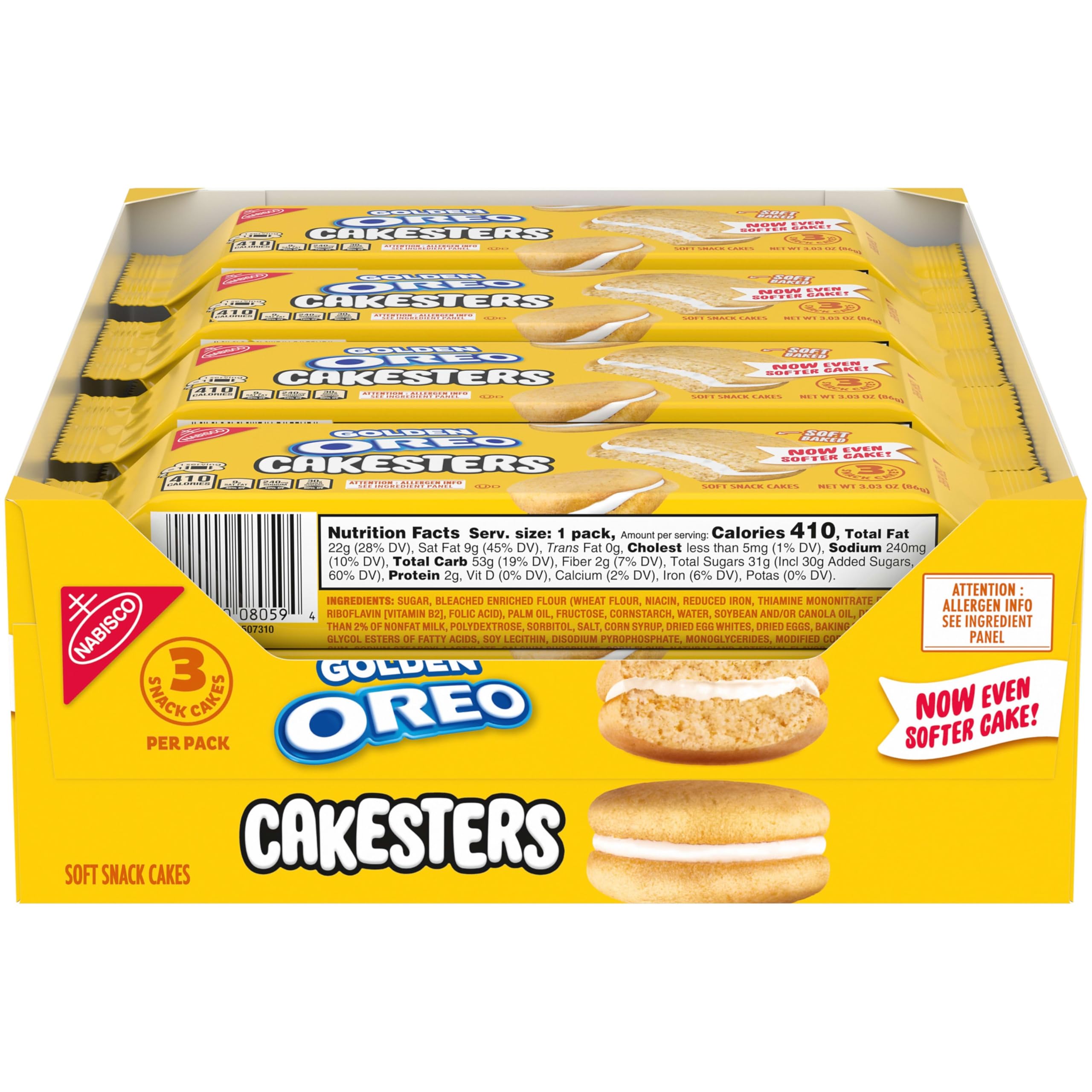Golden Cakesters Soft Snack Cakes, 8-3.03 oz Snack Packs