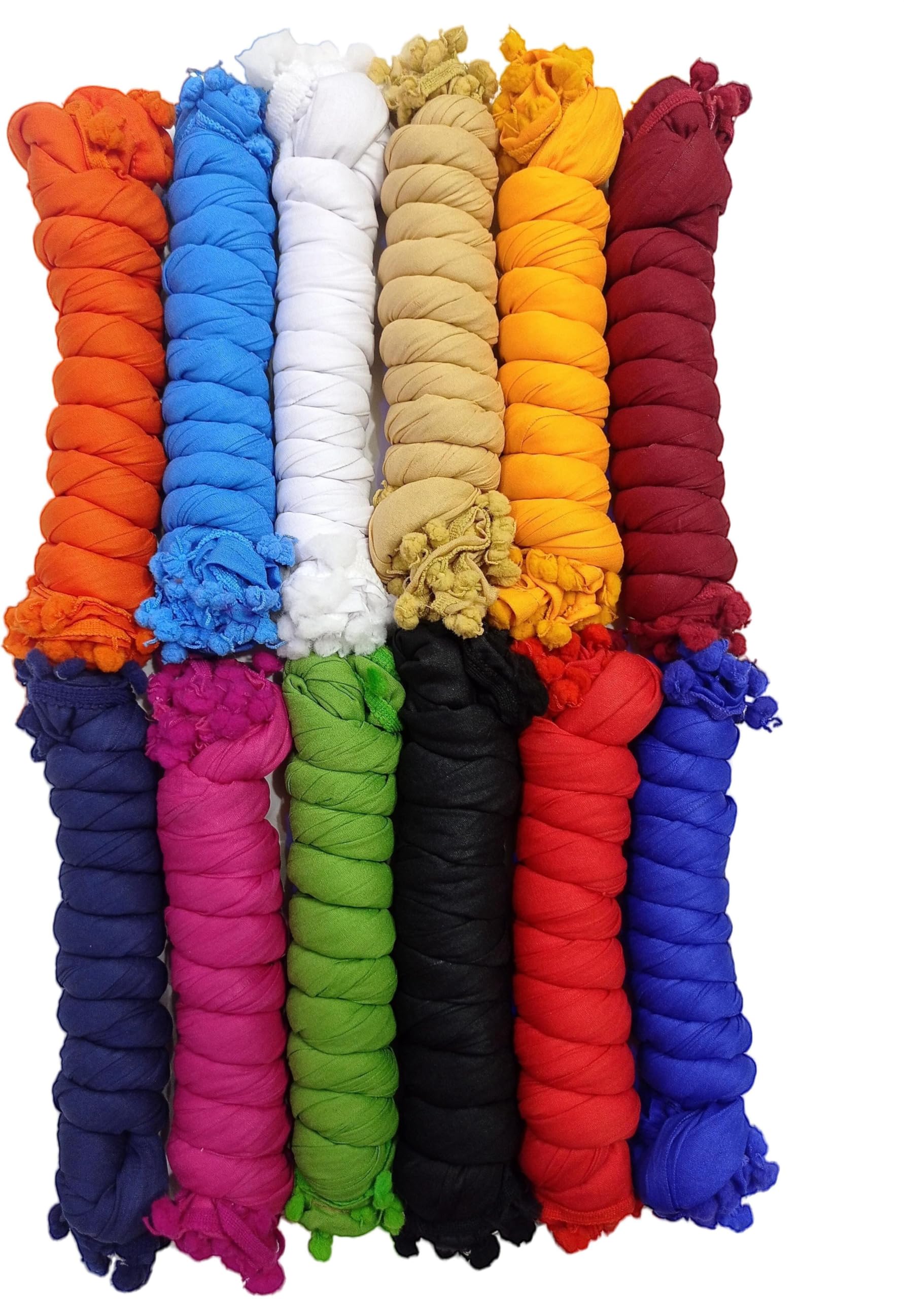 Nakoda Creation Cotton Blend Solid Women Dupatta (POMPOM PACK OF 12(REGULAR COLORS))-picture-40