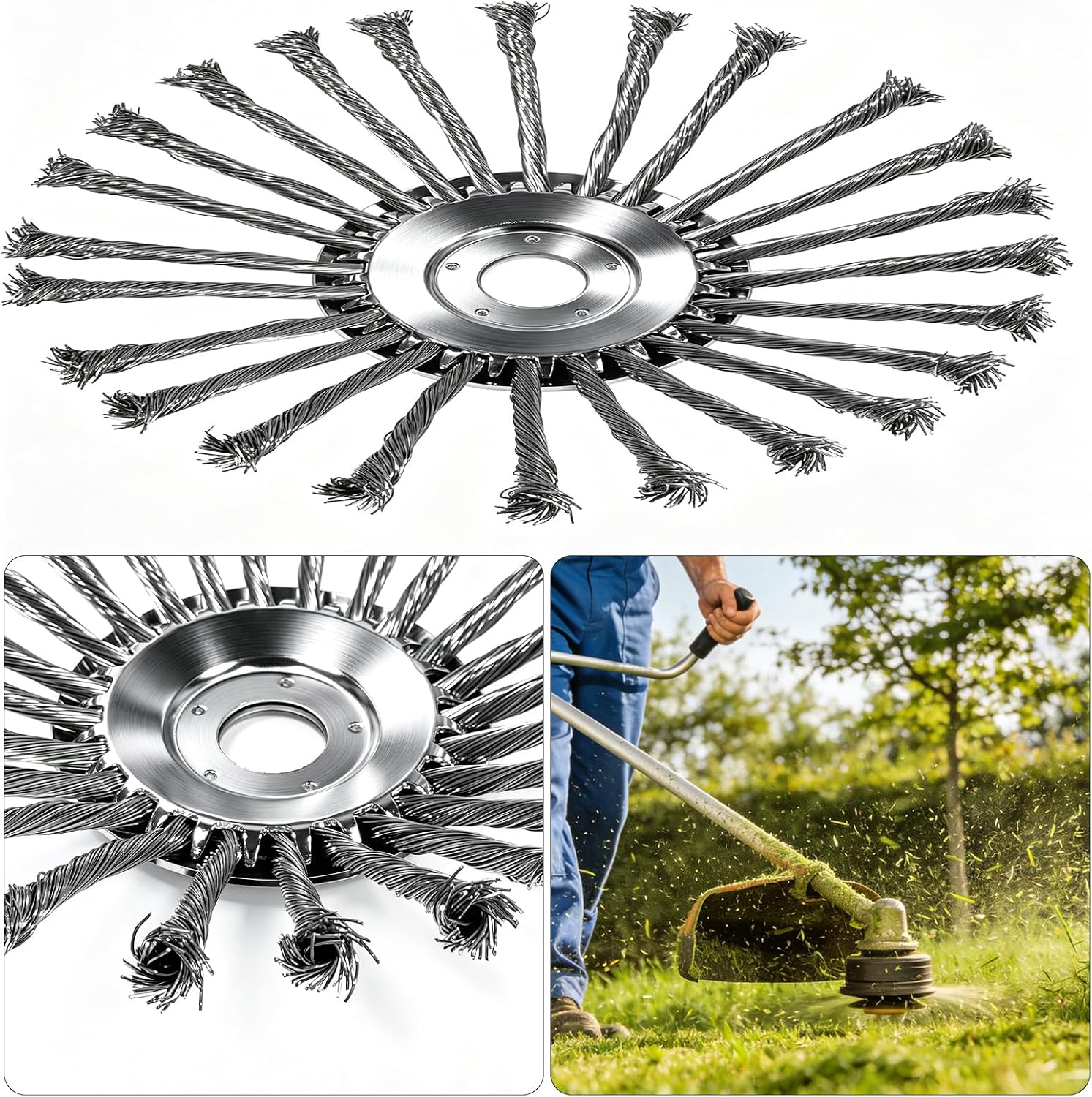 8 Inch Unbreakable Wired Trimmer Blade fits for STIHL FS56RCE FS91R FS70R FS94R FS111R FS131 FS91 FS131R FS56CE FS111RX FS-KM FS111 FS240 FSA135R FS240R FSA135 Weed Eater, with Adapter Kit