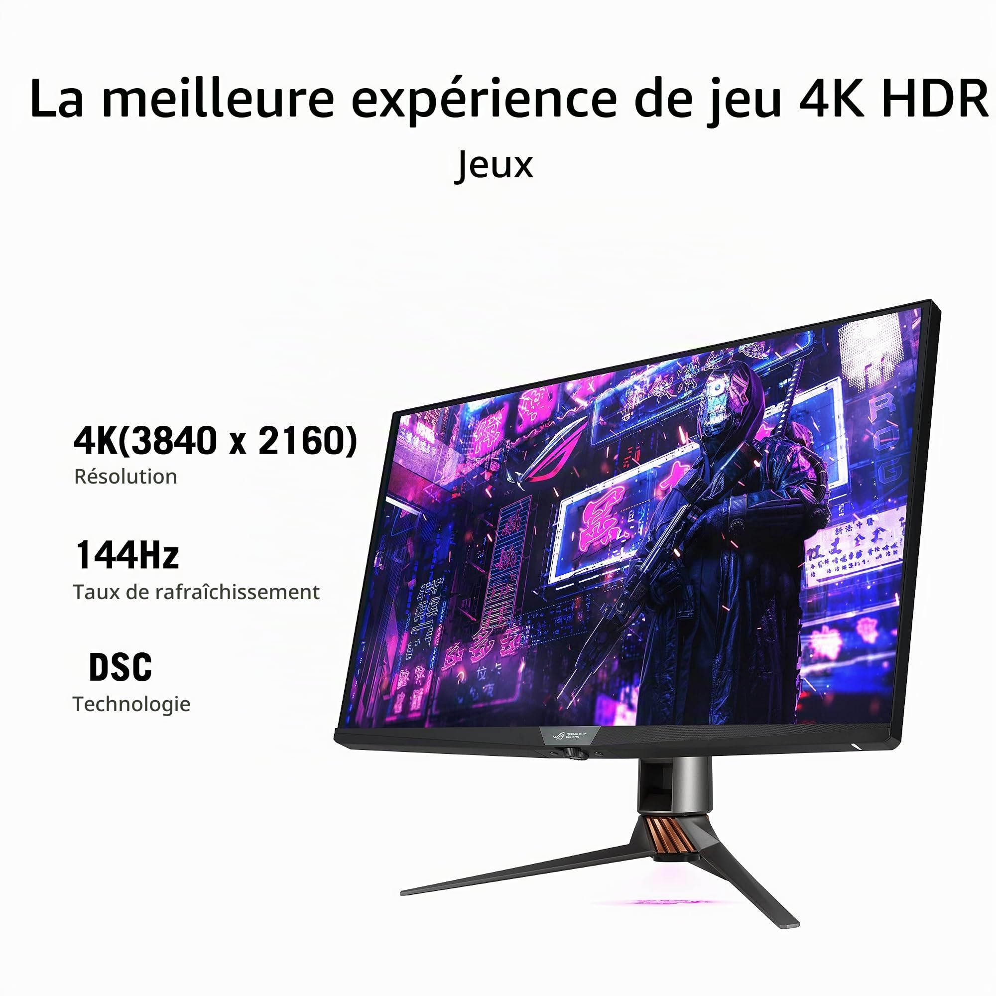 ASUS ROG PG32UQX - Ecran PC Gaming Esport 32" 4K - Dalle IPS Mini LED - 144Hz - 3840 x 2160-1400cd/m² - Display Port, 3X HDMI et 3X USB - G-Sync Ultimate -Display HDR 1400 - Rétroéclairage FALD