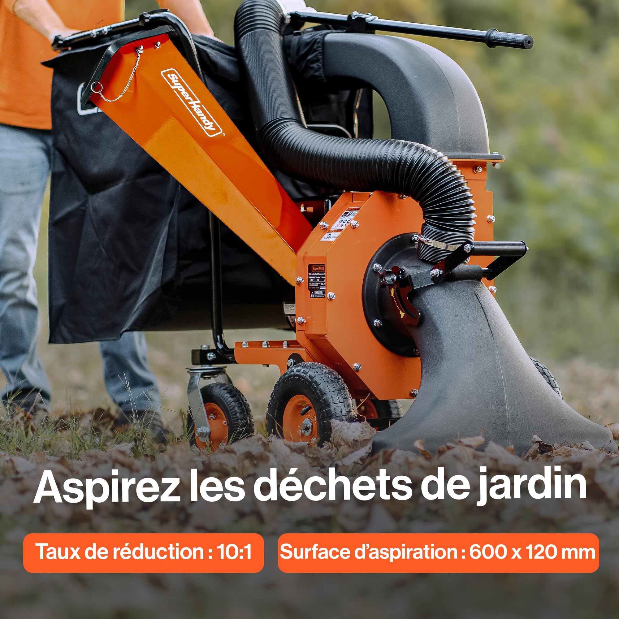 SuperHandy Aspirateur à Feuilles & broyeur de Bois, 196 cm³, Sac 175 L