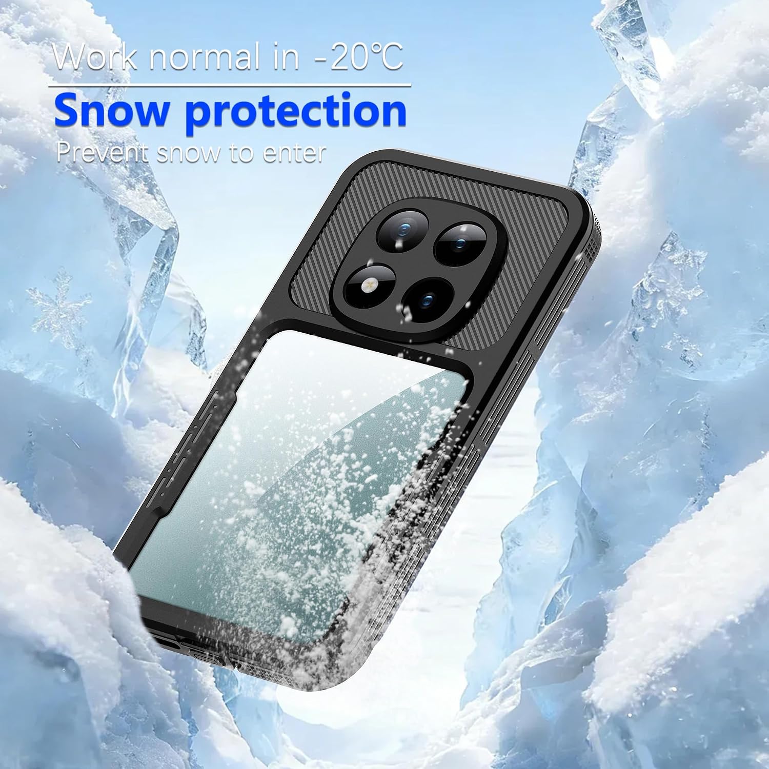 for Xiaomi REDMI Note 15 Pro IP68 Waterproof Case Full-Body Sealed Slim Snowproof Shockproof Dustproof Underwater TPU PC Hybrid Outdoor Transparent Protective Cover with Wrist Strap