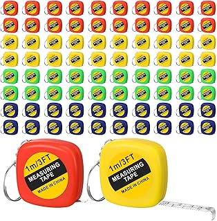 80 Pcs Portable Mini Tape Measures 1m/ 3ft Mini Tape Measure Keychain Functional Construction Party Favors Retractable Small Measuring Tape for Birthday Party Gift Supplies Prize Daily Use, 4 Colors