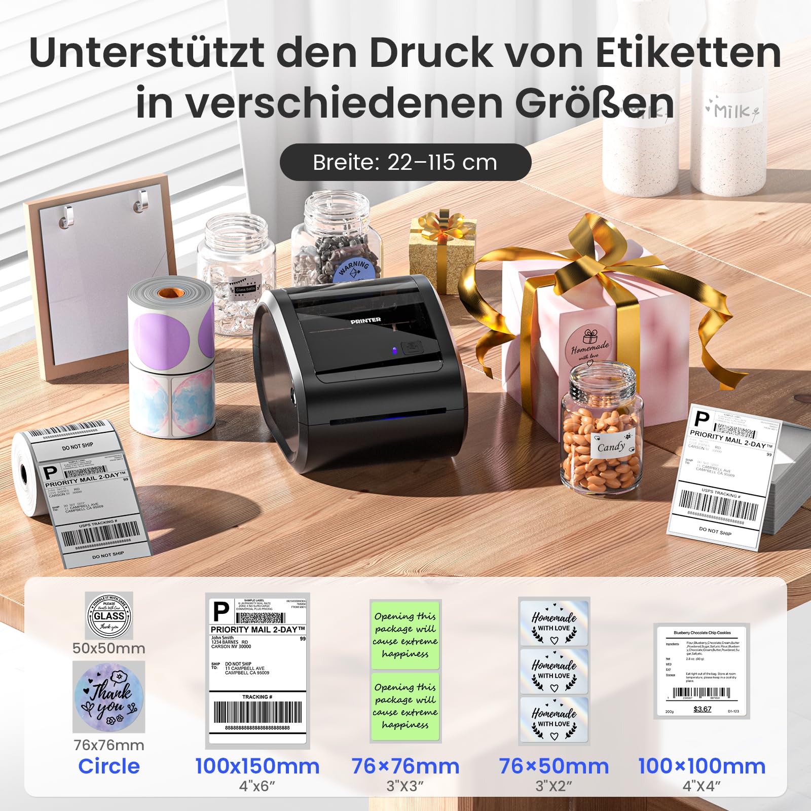 Phomemo Versandetiketten Drucker 4x6,Bluetooth Etikettendrucker DHL, D520BT | Label Printer für Barcode, Thermodrucker Kompatibel mit Vinted, Amazon, Etsy, Shopify, UPS, FedEx etc