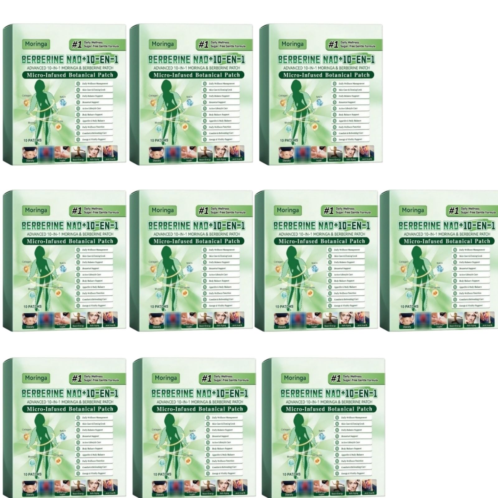 Patch Botanica 10 in 1 con berina, NAD+ e Moringa, supporto naturale per metabolismo, energia e benessere generale