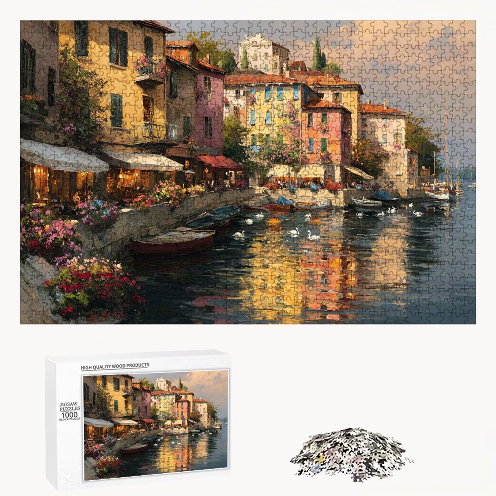 Puzzle 1500 Piezas Adultos Italia & Paisaje, Rompecabezas con Letras Traseras y Póster, Pasatiempo Antiestrés, Decoración de Pared, Regalo Decorar Mujer Hombre 87 x 57 cm (14 Años +) P3#210