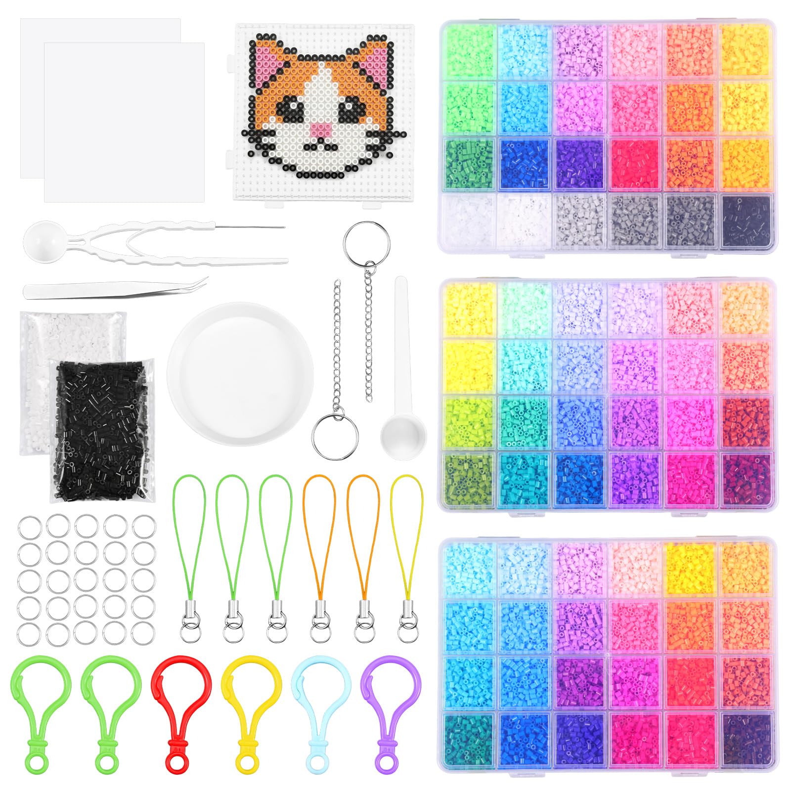Mini Set di Perline da Stirare 2,6 mm, Piccole Perline con Piastre per Perline da Stirare, Kit di Perline da Stirare Fai-da-Te come Regalo per Bambini & Hobby di Arte Pixel, con Diverso