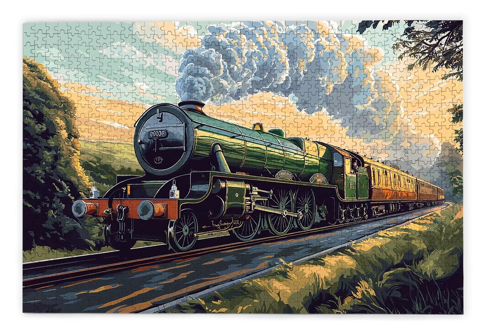 Puzzle 2000 elementów dla dorosłych, pociąg, 2000 elementów, z pudełkiem na prezent, drewniane puzzle dla dorosłych z naturalnym drewnem, prezenty dla kobiet, mężczyzn, duże drewniane puzzle do