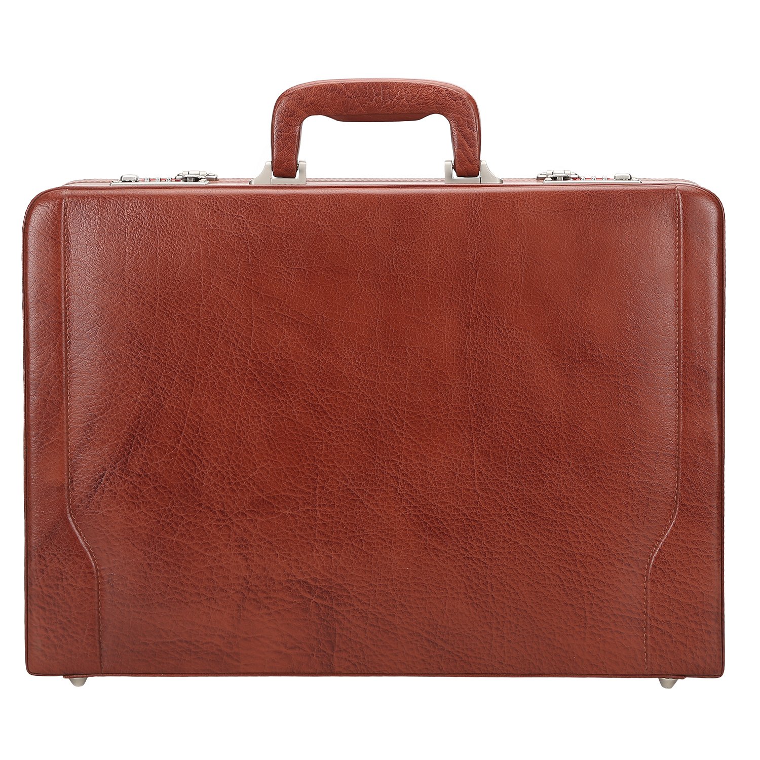 Brown Leather Expandable Attache Brief Case Hard Sided with Combination Locks-image-38