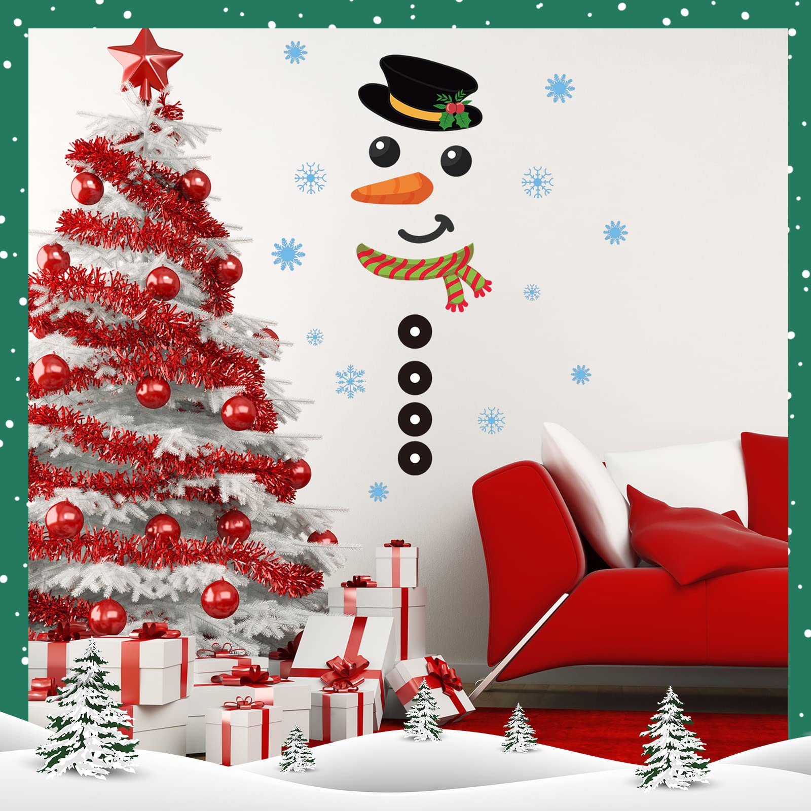 Autocollants Fenêtre Noël Roses Lot De 118 - Père Noël, Sapin, Flocons, Réutilisables, Décoration Murale - 2