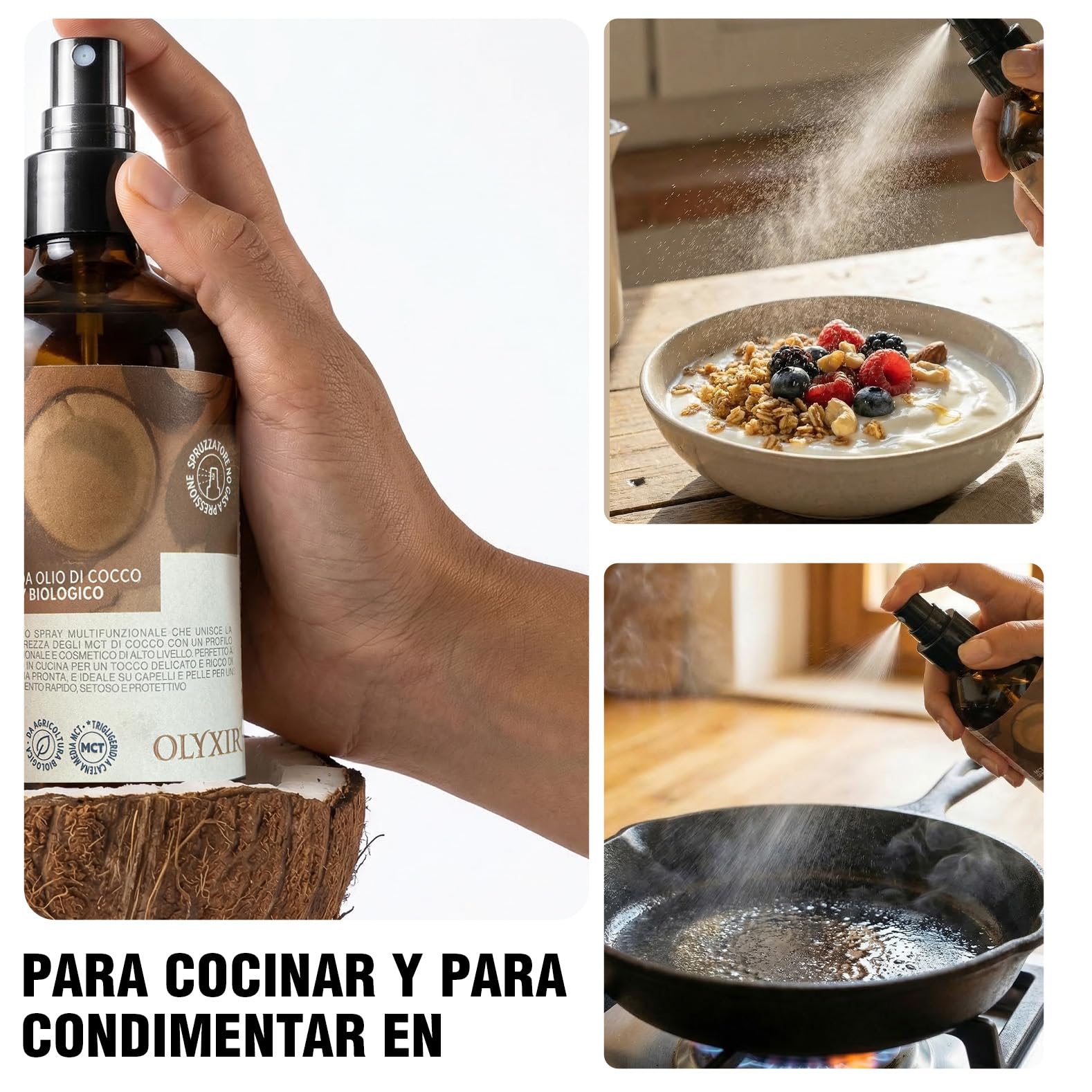 Benvolio Spray MCT Aceite de Coco Bio 250ml – Keto & Paleo – Antifrizz, Energía Rápida