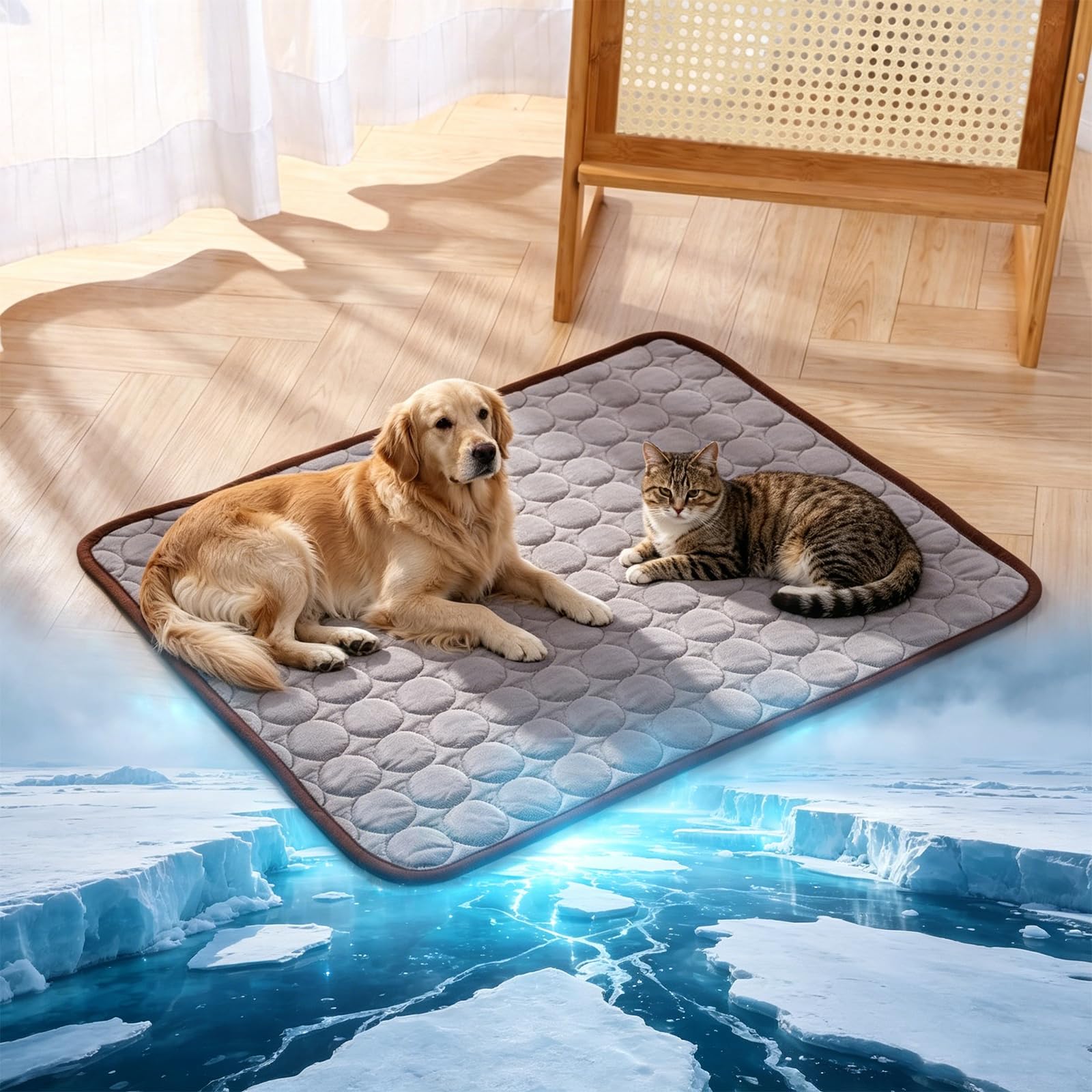 Cooling Mat for Dogs, Dog Cooling Mat Large Size Washable Pet Cooling Mat, Cooling Dog Bed Breathable Soft Cooling Dog Mat for Crate Floor Sofa Travel Indoor Use Small Medium Large Dogs (C,Large)
