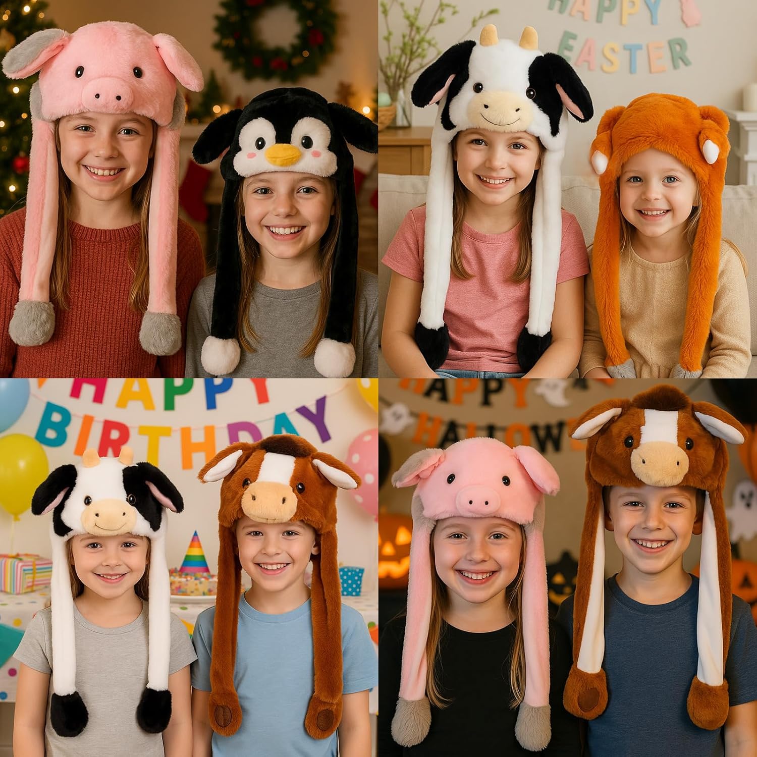 Animal Plush Hat with Moving Jumping Ears Pop Up Beating Hat Plush Cosplay Dress Up Funny Gift for Kids Adult - Image 7