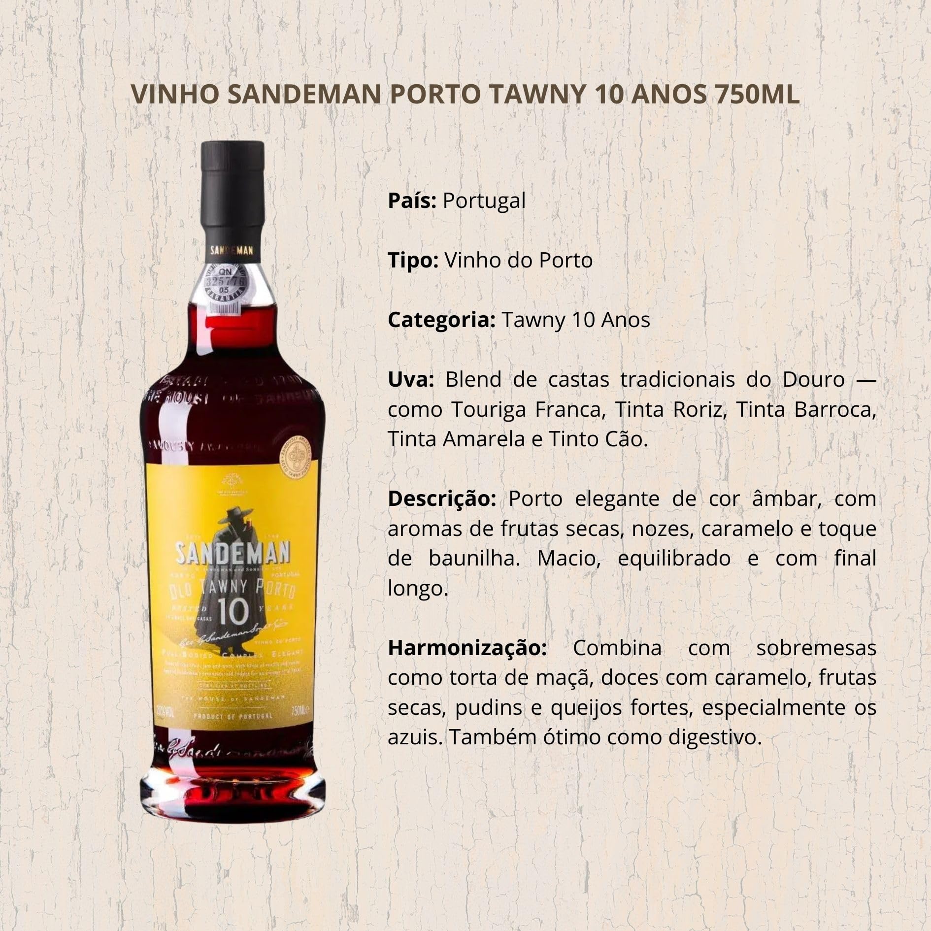 Vin de Porto Sandeman 10 years - Vin Fortifié