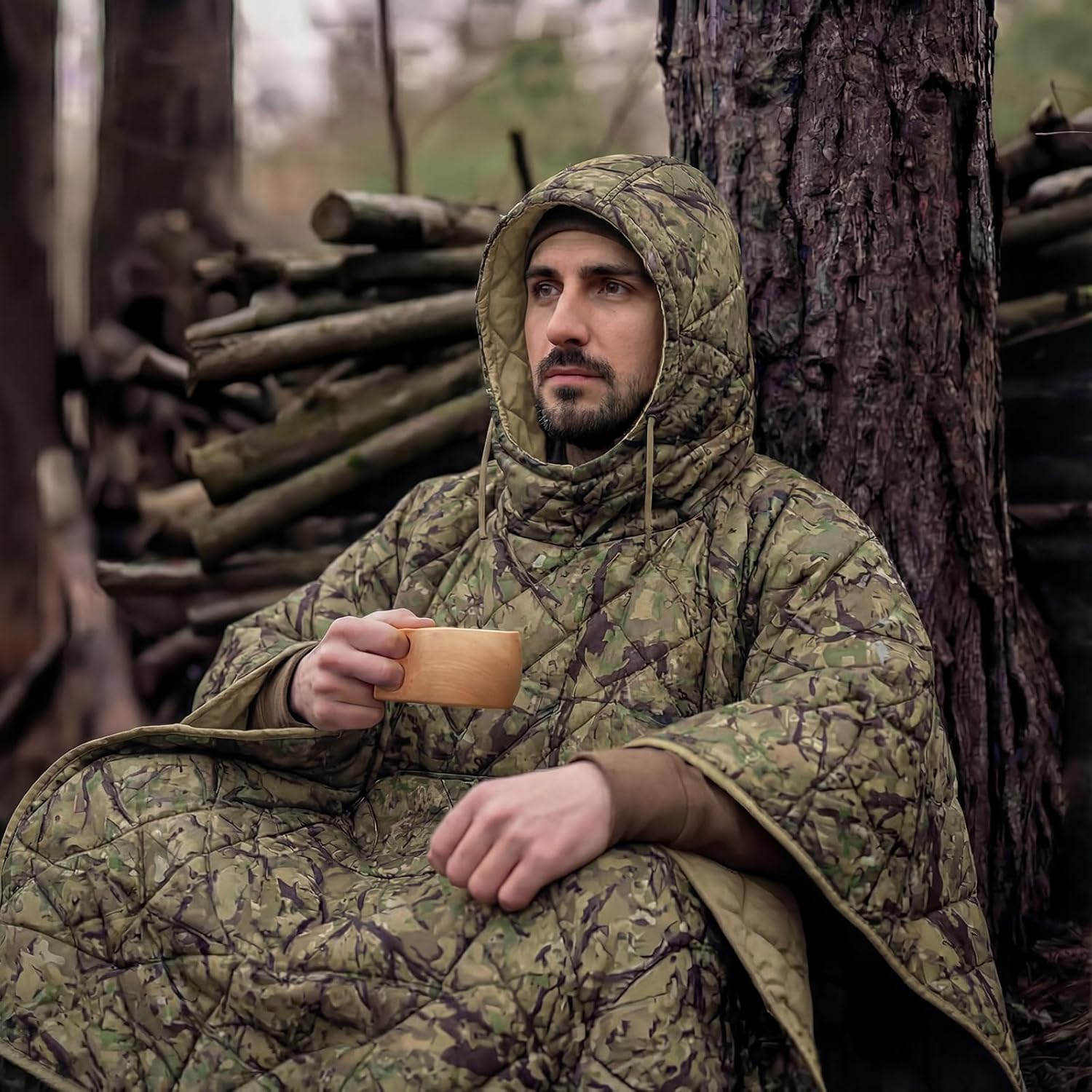 LOOGU Camo Blanket Waterproof Insulation Poncho Liner for Outdoor Camping, Hiking, Hunting, Survival, Backpacking, Picnicking - Image 6