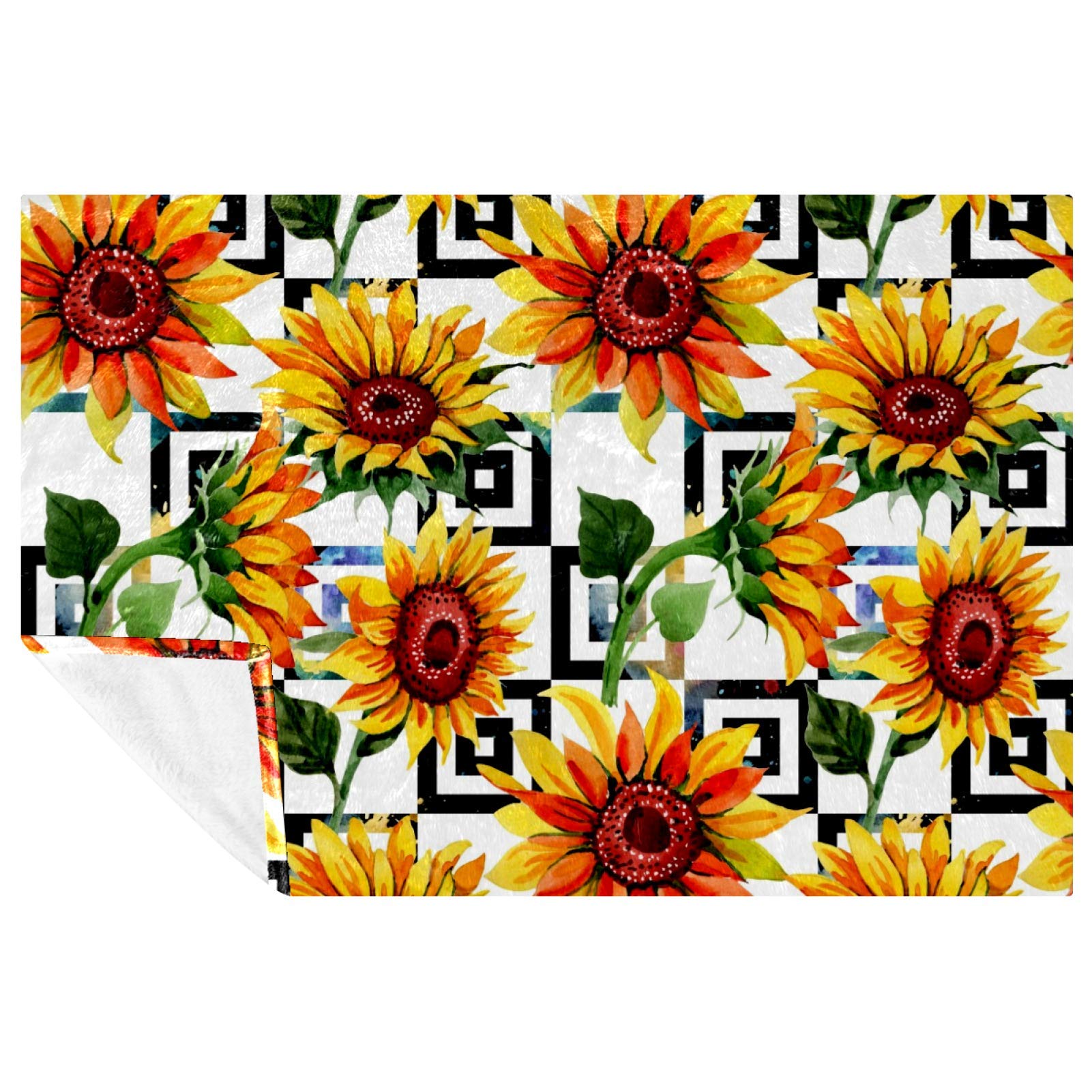 Plaid tournesol vintage jeté de canapé douillet pour vos soirées et pique-niques