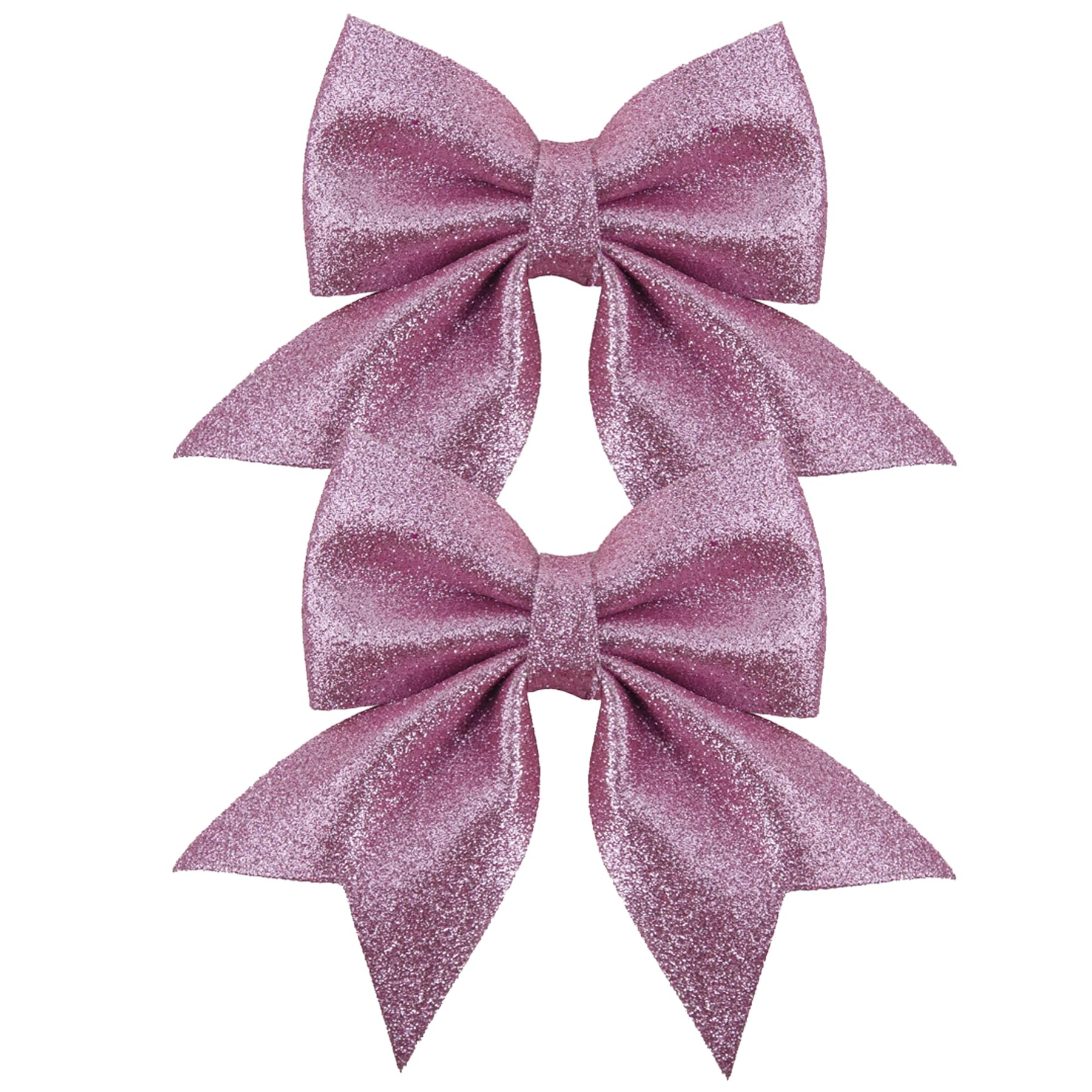 Widdle Gifts Pink 8011 2 Pack Christmas Tree Bows 12Cm Glitter Bow Tree Decoration (Pink 8011)