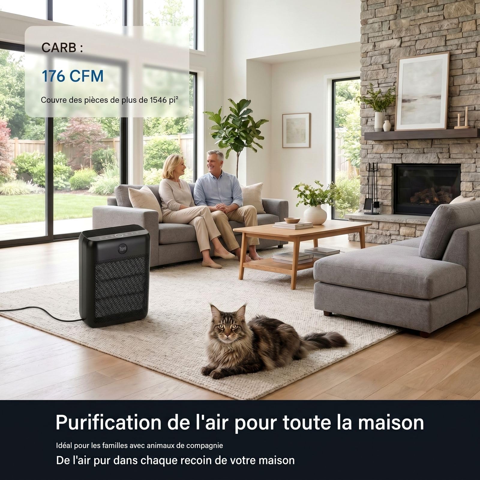 Slevoo Purificateur D'air Pour Grande Pièce À La Maison, Filtre HEPA Véritable H13 Et 3 Préfiltres Pour Chambre, Bureau, Salon, Couvre Jusqu'à 1991,3 Pi², CADR 326 M³/h, Noir Foncé