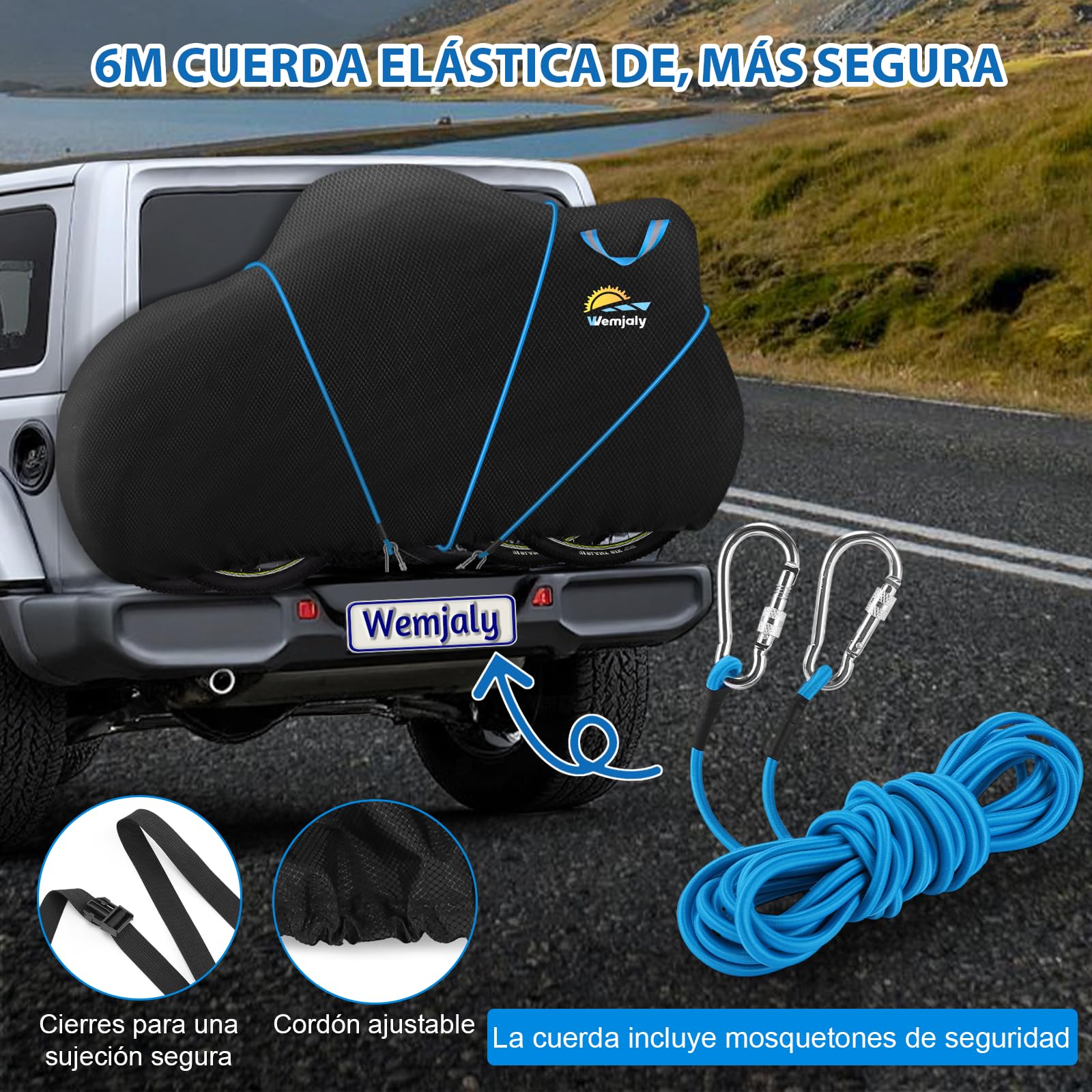 Funda Bicicleta para 2 Bicicletas - 900D Exterior Impermeable Funda Recubrimiento de PU Funda para Bicicleta, con Cordón Elástico de 6M, Compatible con Portabicicletas de Coche