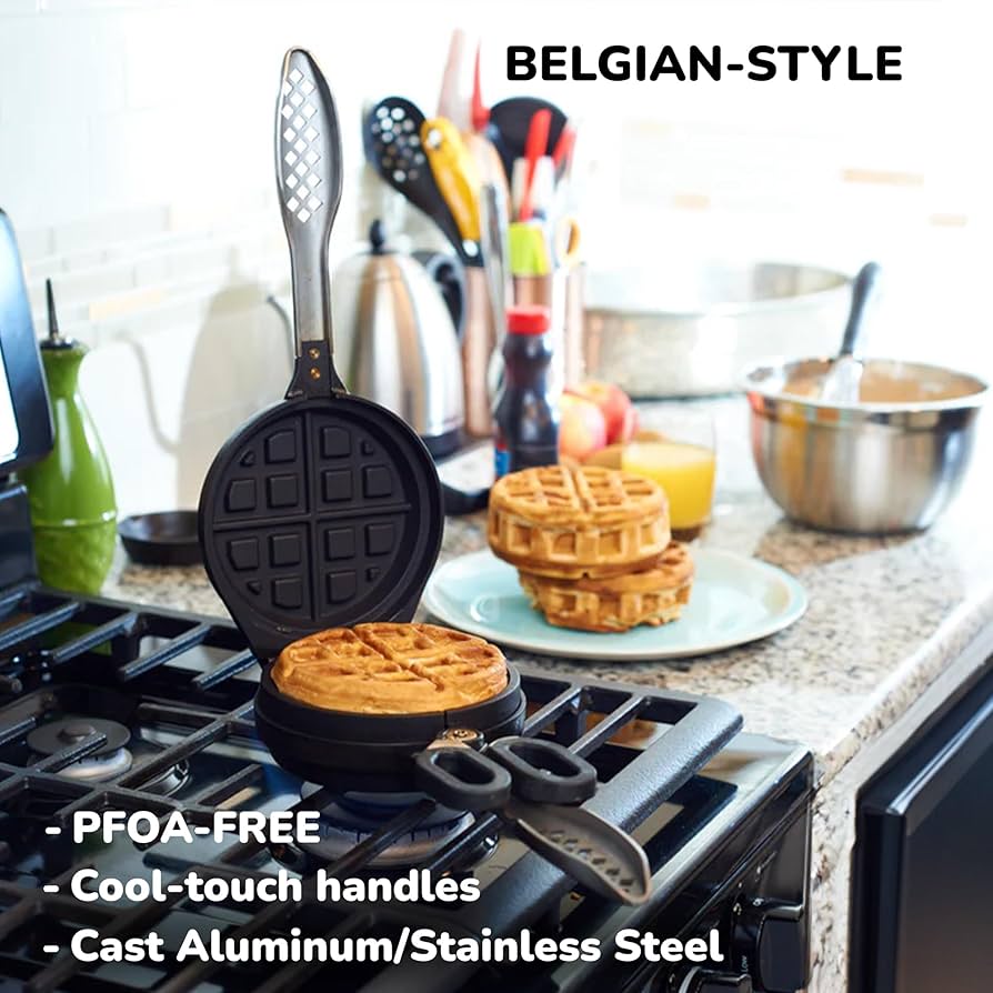 Amazon | 鋳造アルミニウム製ワッフルアイロン、直径5インチ、厚