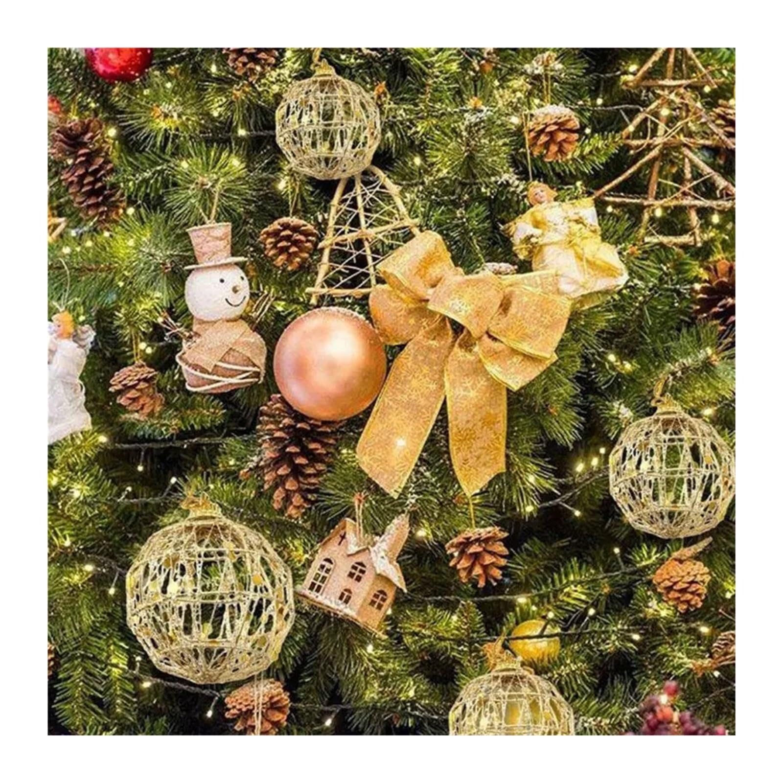 Weihnachtskugel-Ornamente, 6 Stück/Set, Weihnachtsbaum, goldene Kugel, goldene Weihnachtskugel, Neujahr, Weihnachten, Dekoration, Party-Ornament, Dekoration, Urlaubsdekoration (Größe 6 cm, 6 Stück)