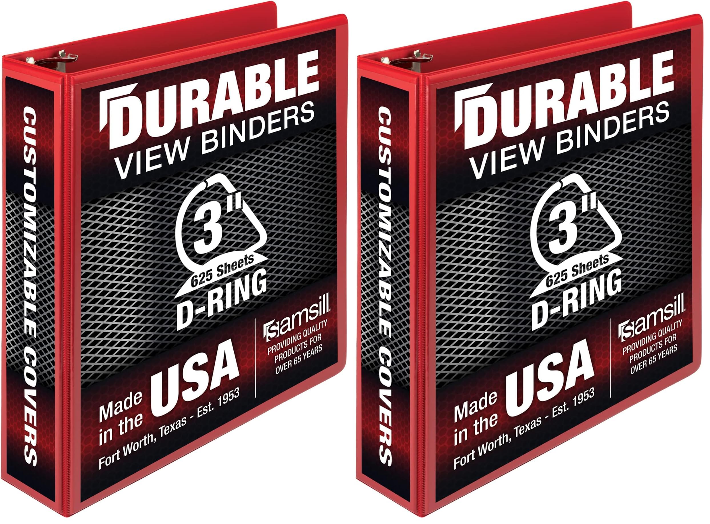 Samsill Red 3 inch D-Ring Binder, 100% Recycled Chipboard, 2 Pack | Bulk Pack Storage Binder for Students & Office - main product image