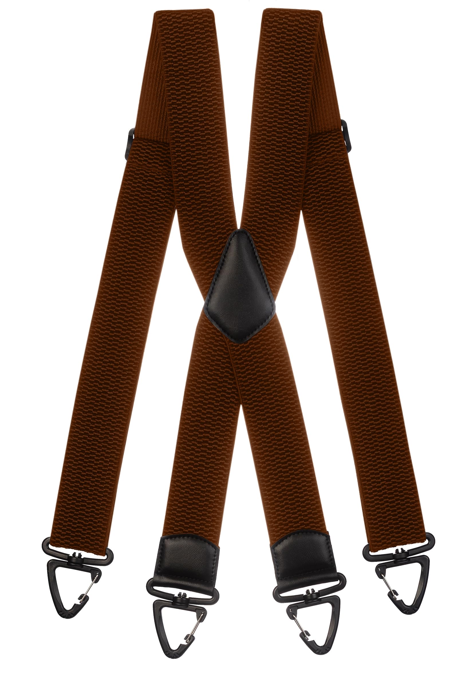 Olata Heavy Duty Extra Wide X-Shape Braces/Suspenders with Plastic Carabiner Clips - 5cm. Brown